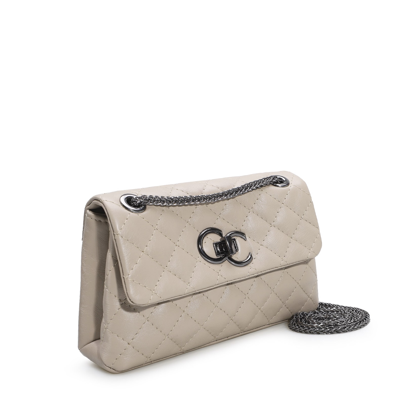 Bolsa Mini Matelassê Couro Bege
