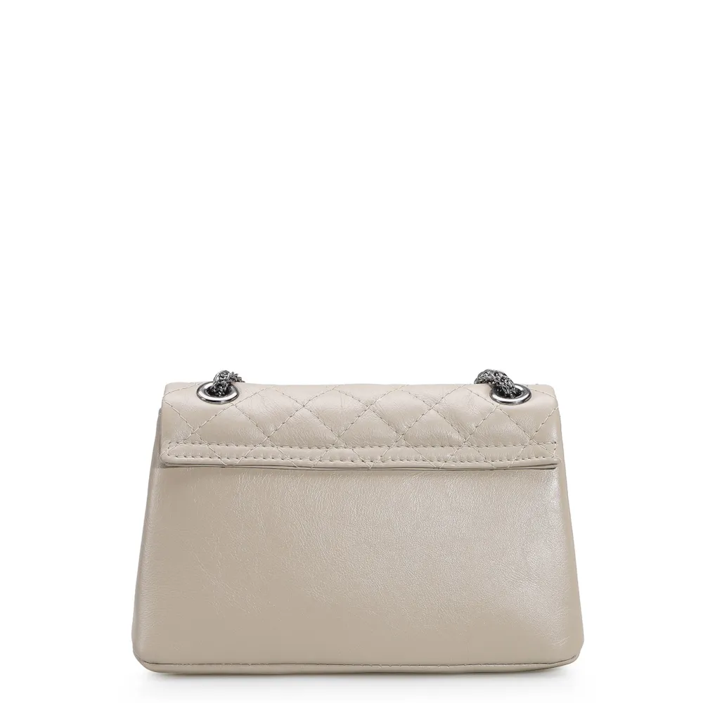 Bolsa Mini Matelassê Couro Bege - imagem 3