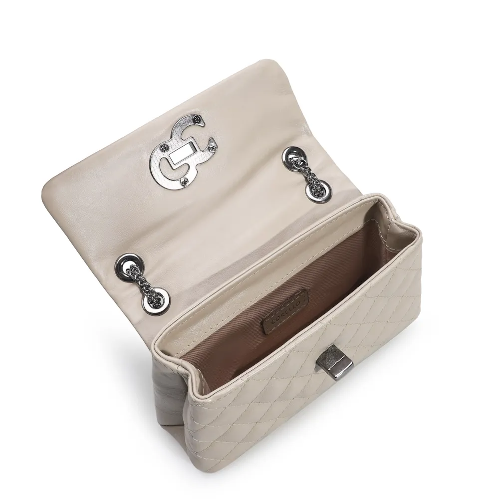 Bolsa Mini Matelassê Couro Bege - imagem 4