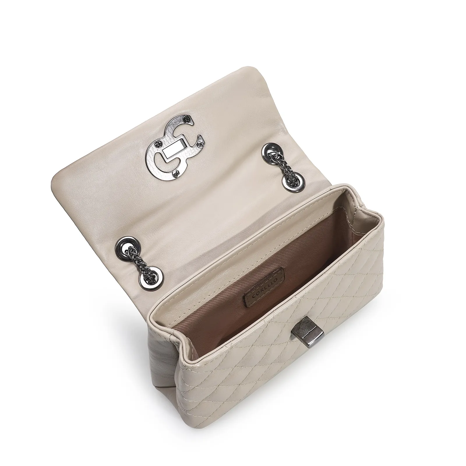 Bolsa Mini Matelassê Couro Bege