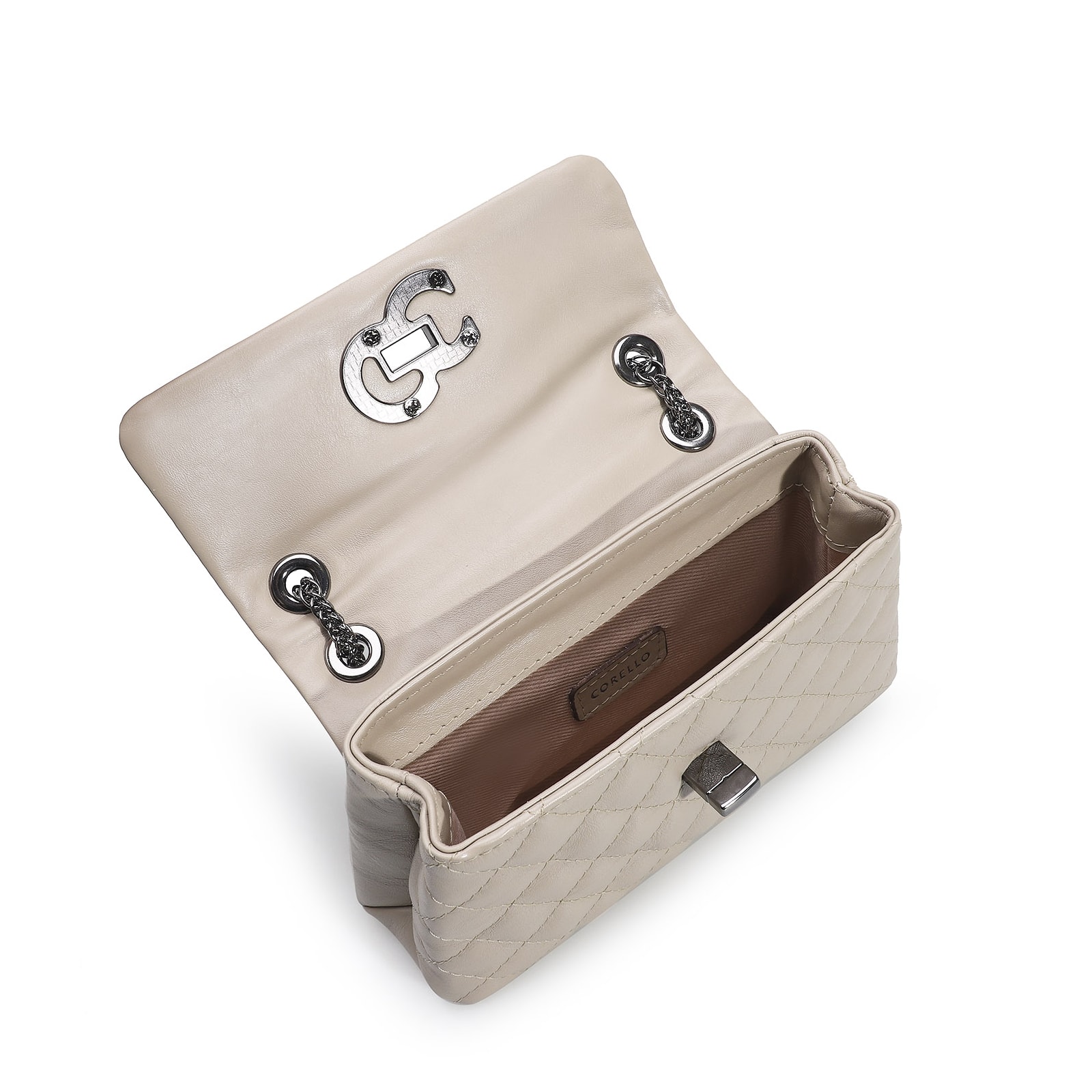 Bolsa Mini Matelassê Couro Bege