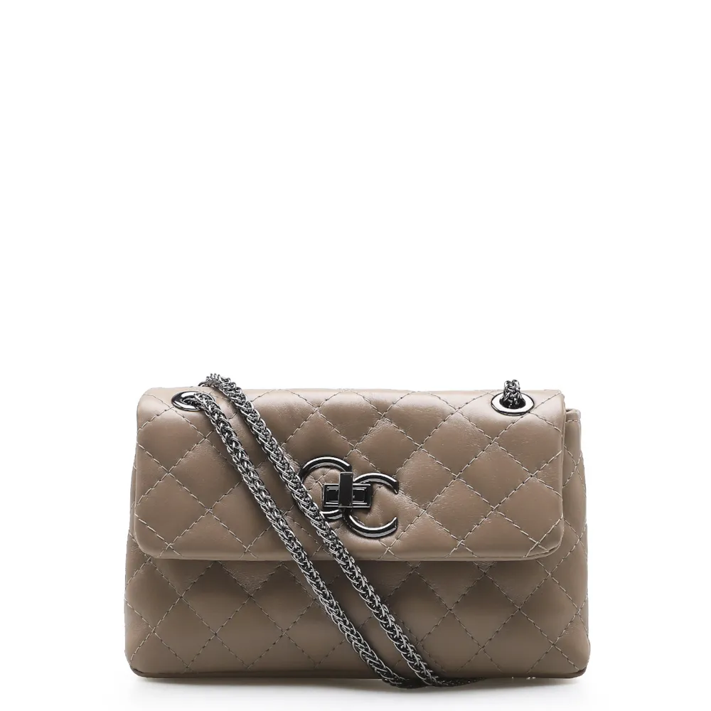 Bolsa Mini Matelassê Couro Bege