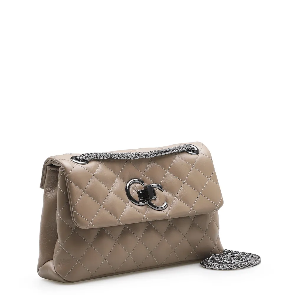 Bolsa Mini Matelassê Couro Bege - imagem 2