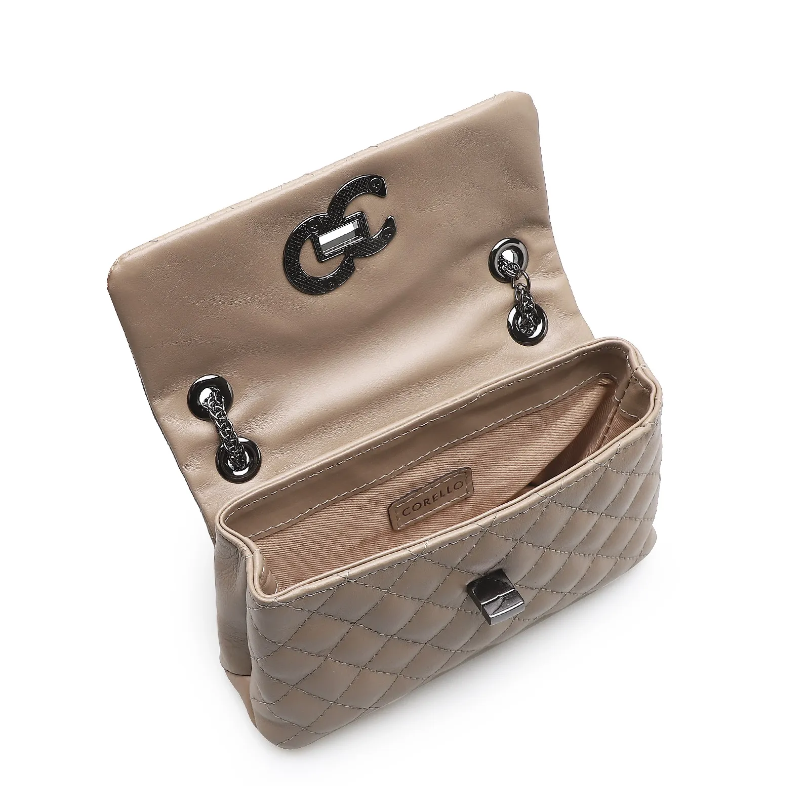 Bolsa Mini Matelassê Couro Bege