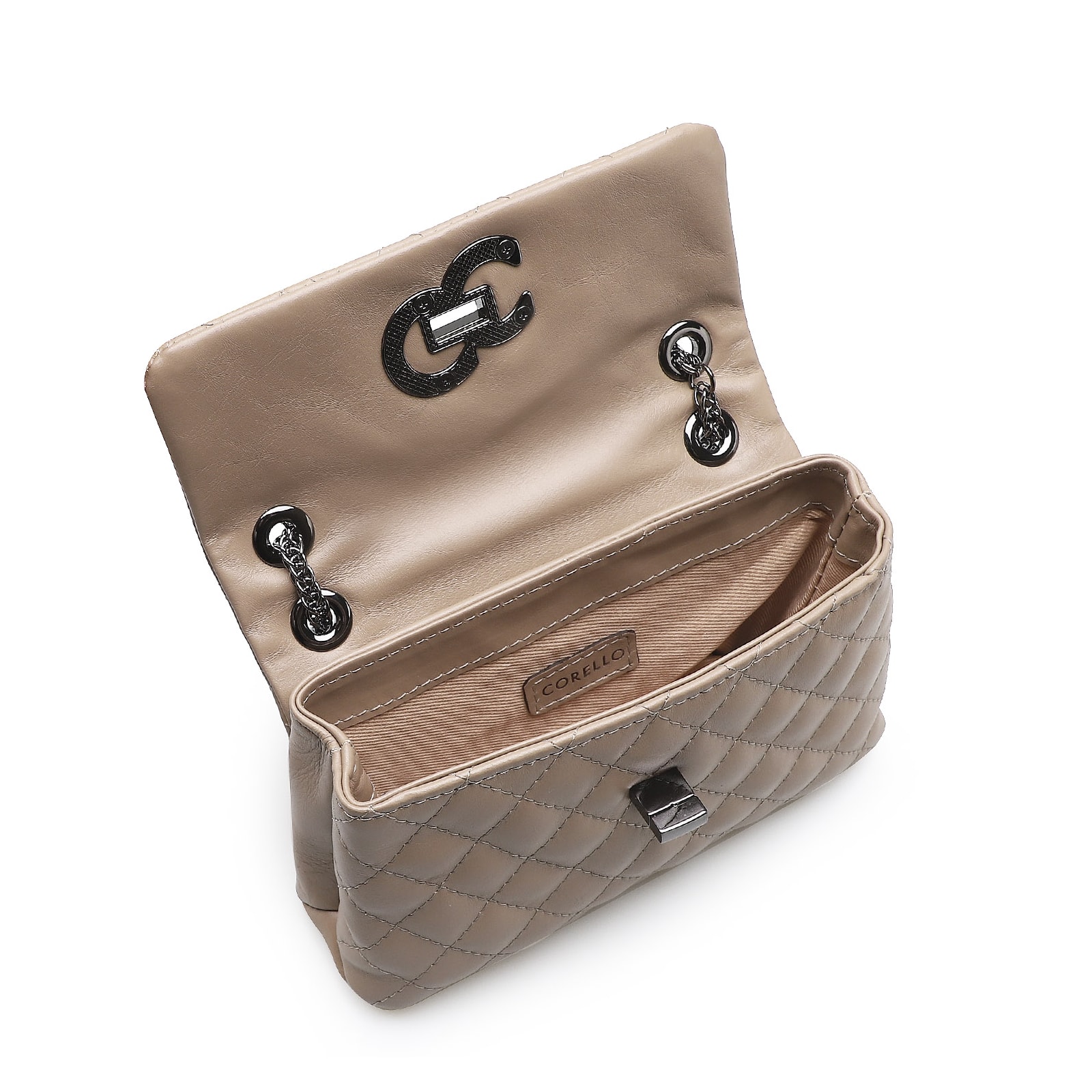 Bolsa Mini Matelassê Couro Bege