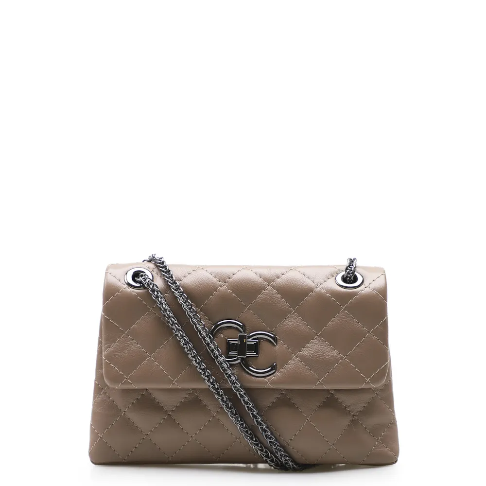 Bolsa Mini Matelassê Couro Bege