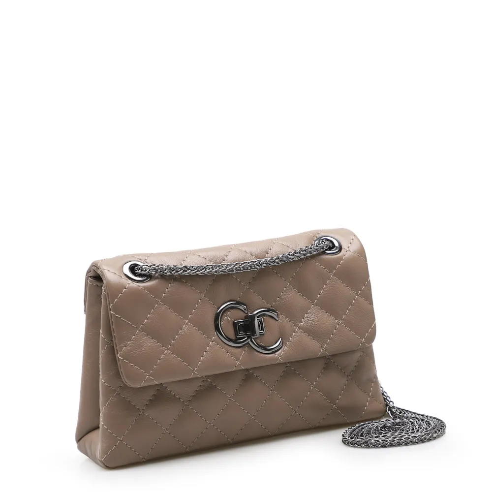 Bolsa Mini Matelassê Couro Bege - imagem 2