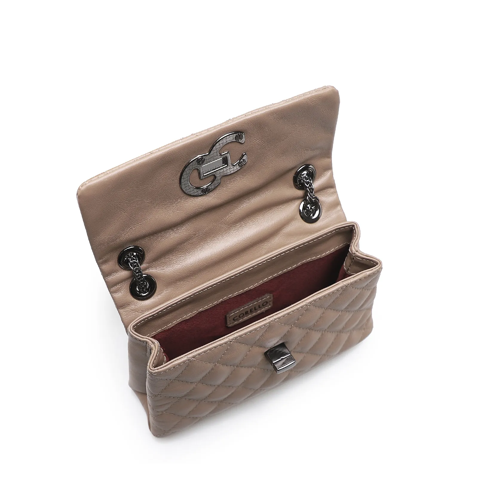 Bolsa Mini Matelassê Couro Bege