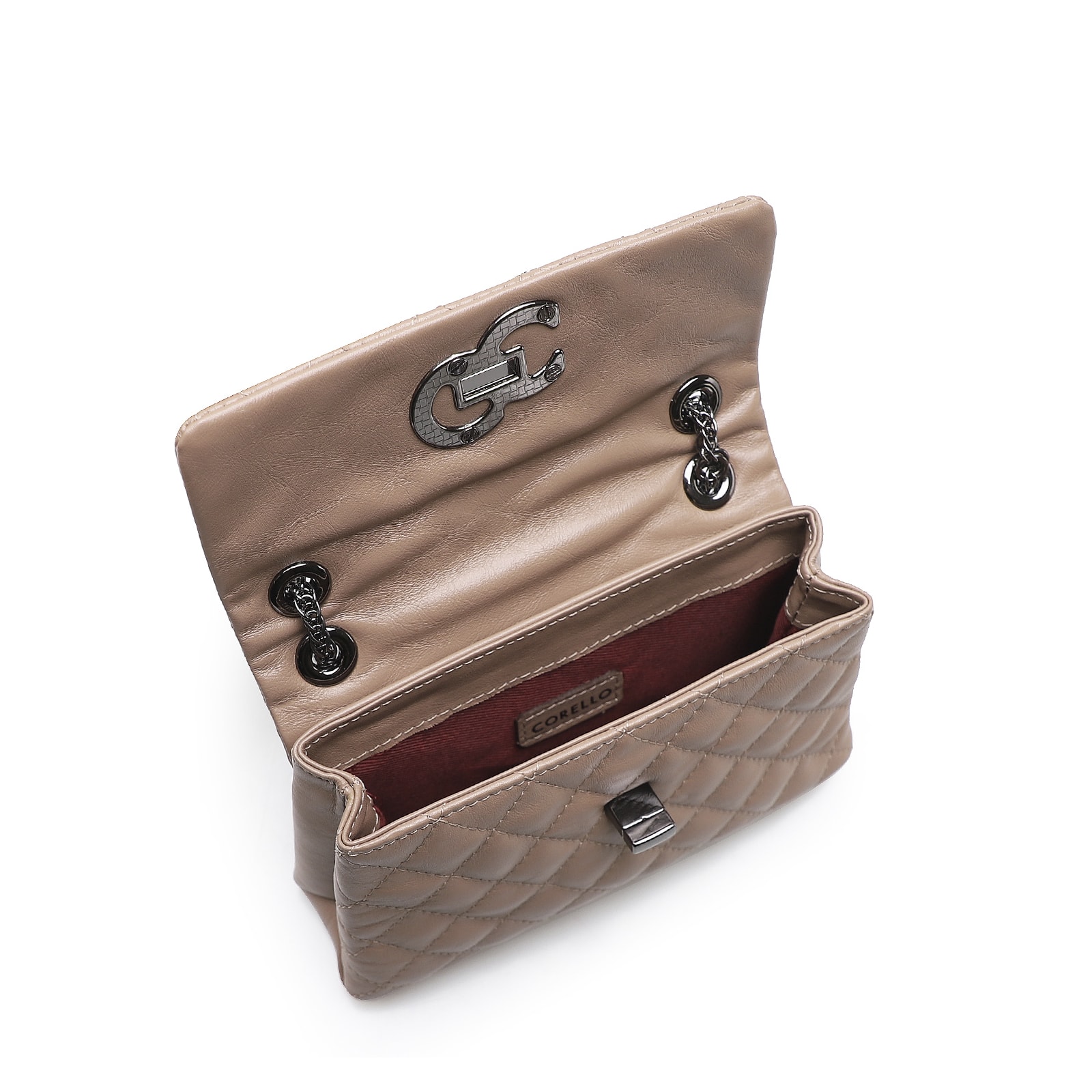 Bolsa Mini Matelassê Couro Bege