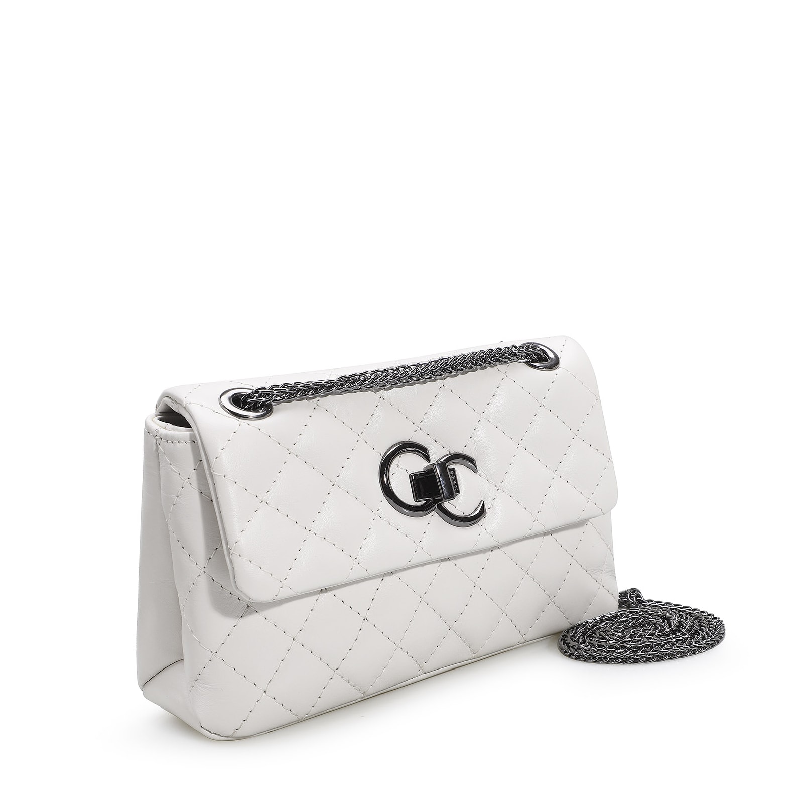 Bolsa Mini Matelassê Couro Branco