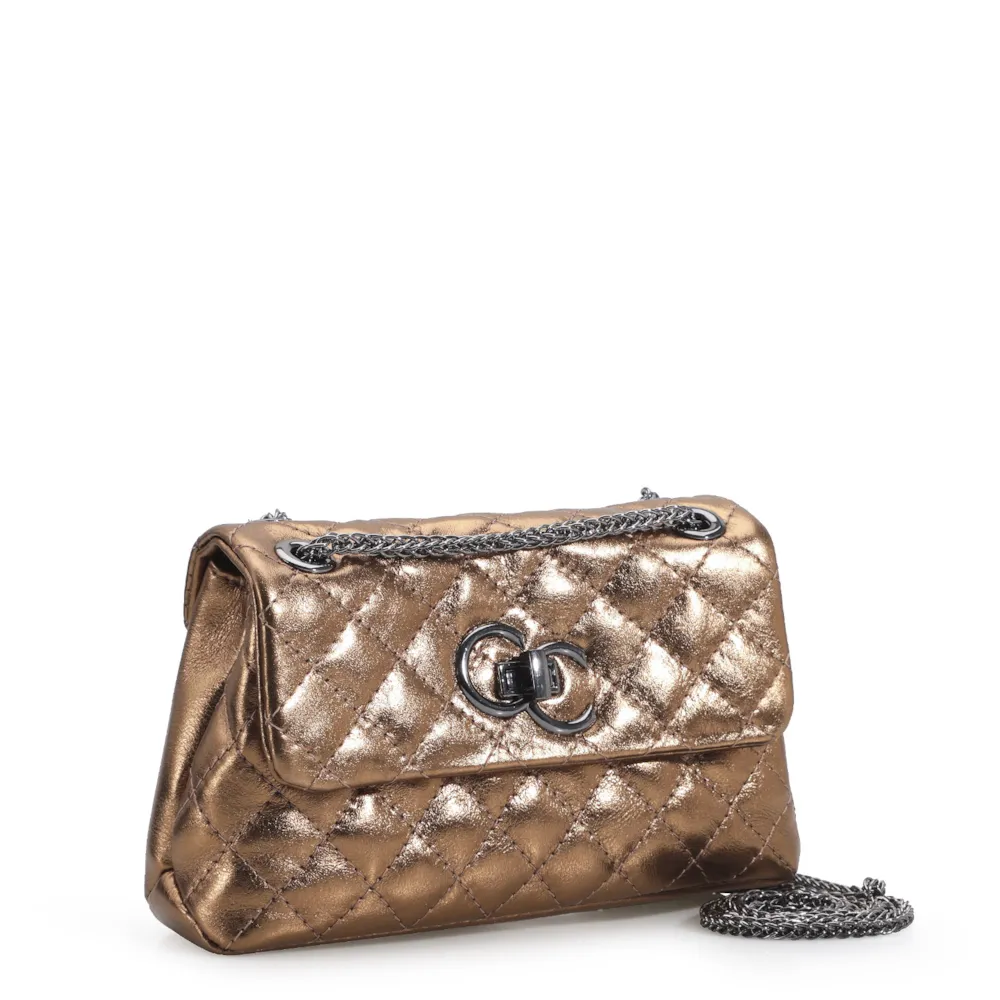 Bolsa Mini Matelassê Couro Bronze - imagem 3