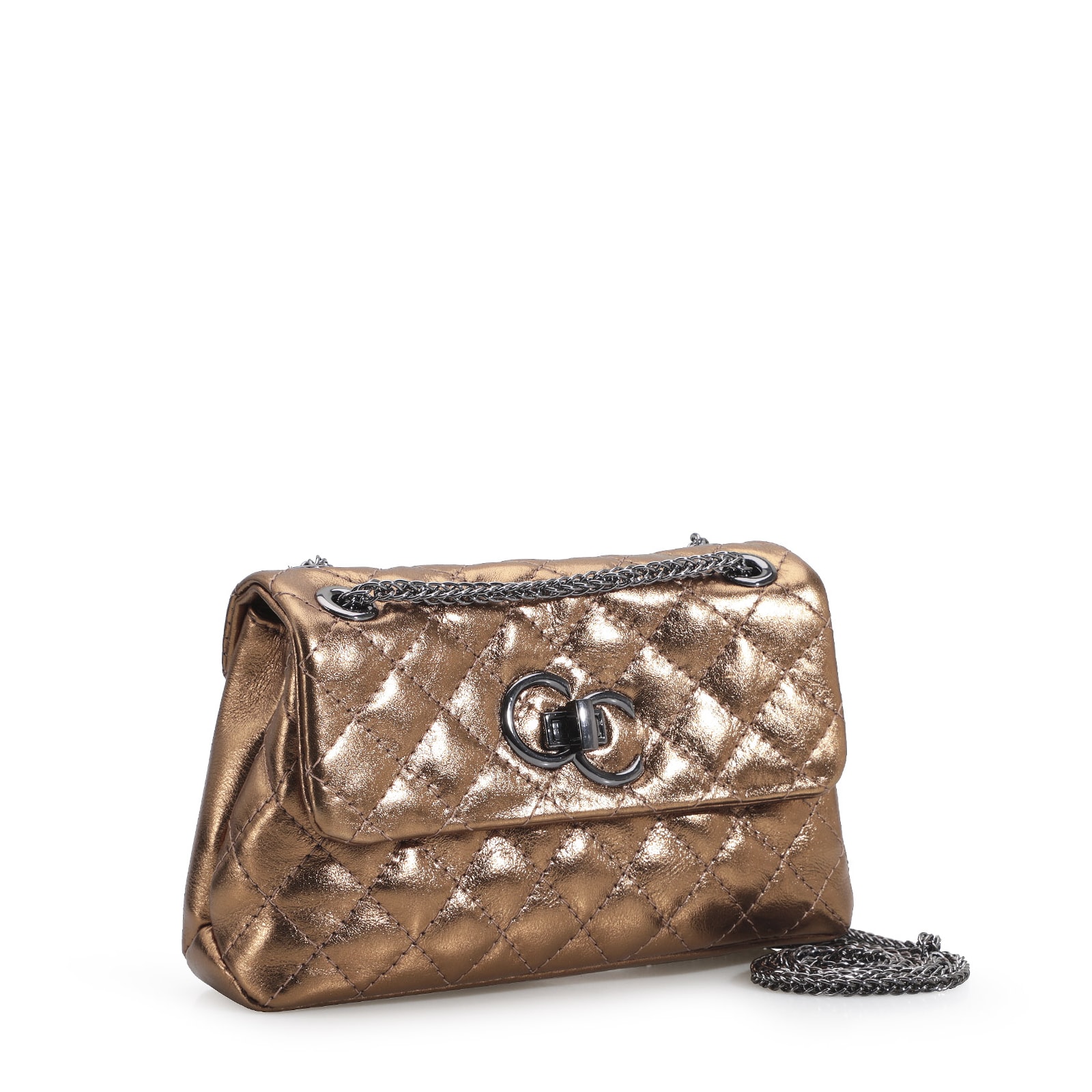 Bolsa Mini Matelassê Couro Bronze