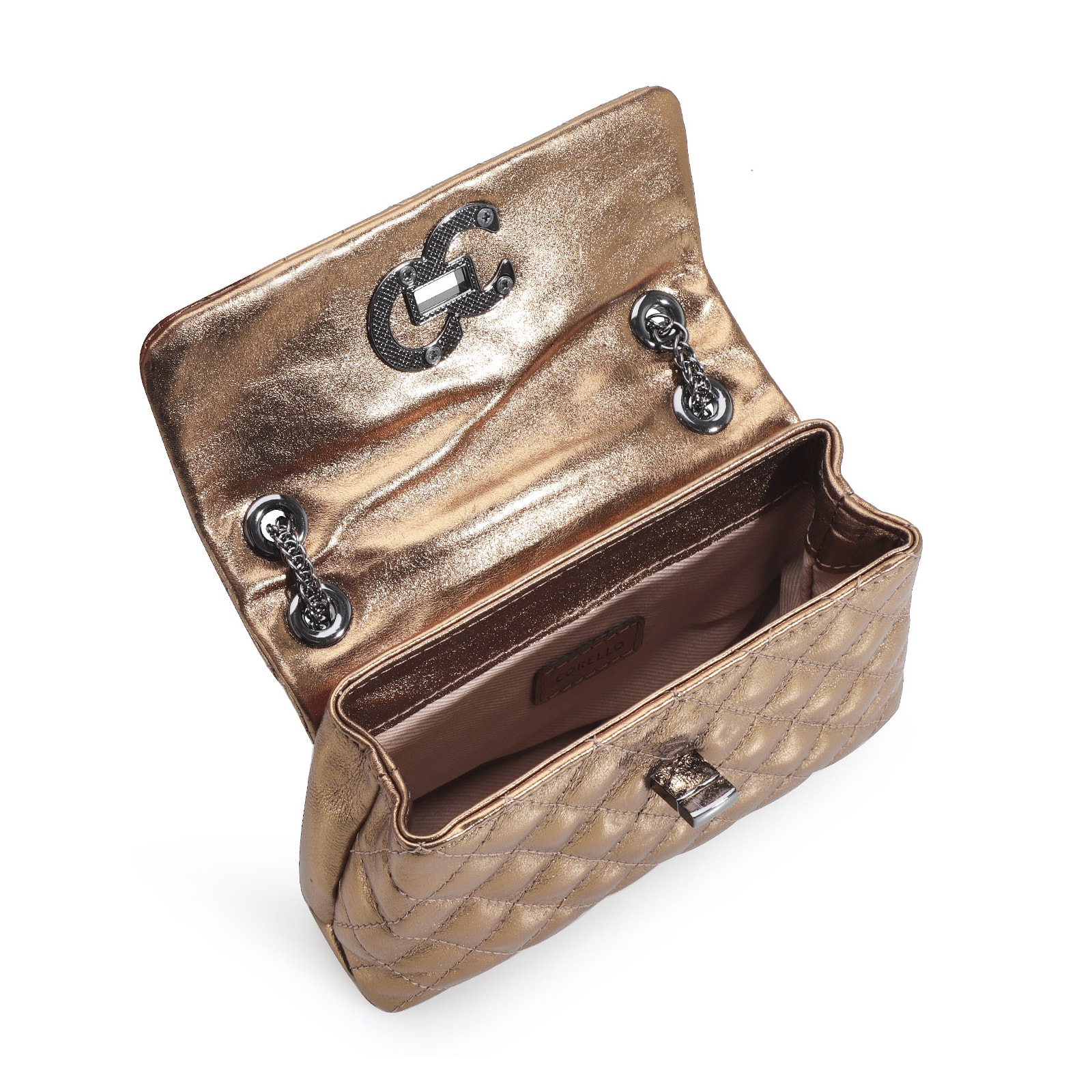 Bolsa Mini Matelassê Couro Bronze