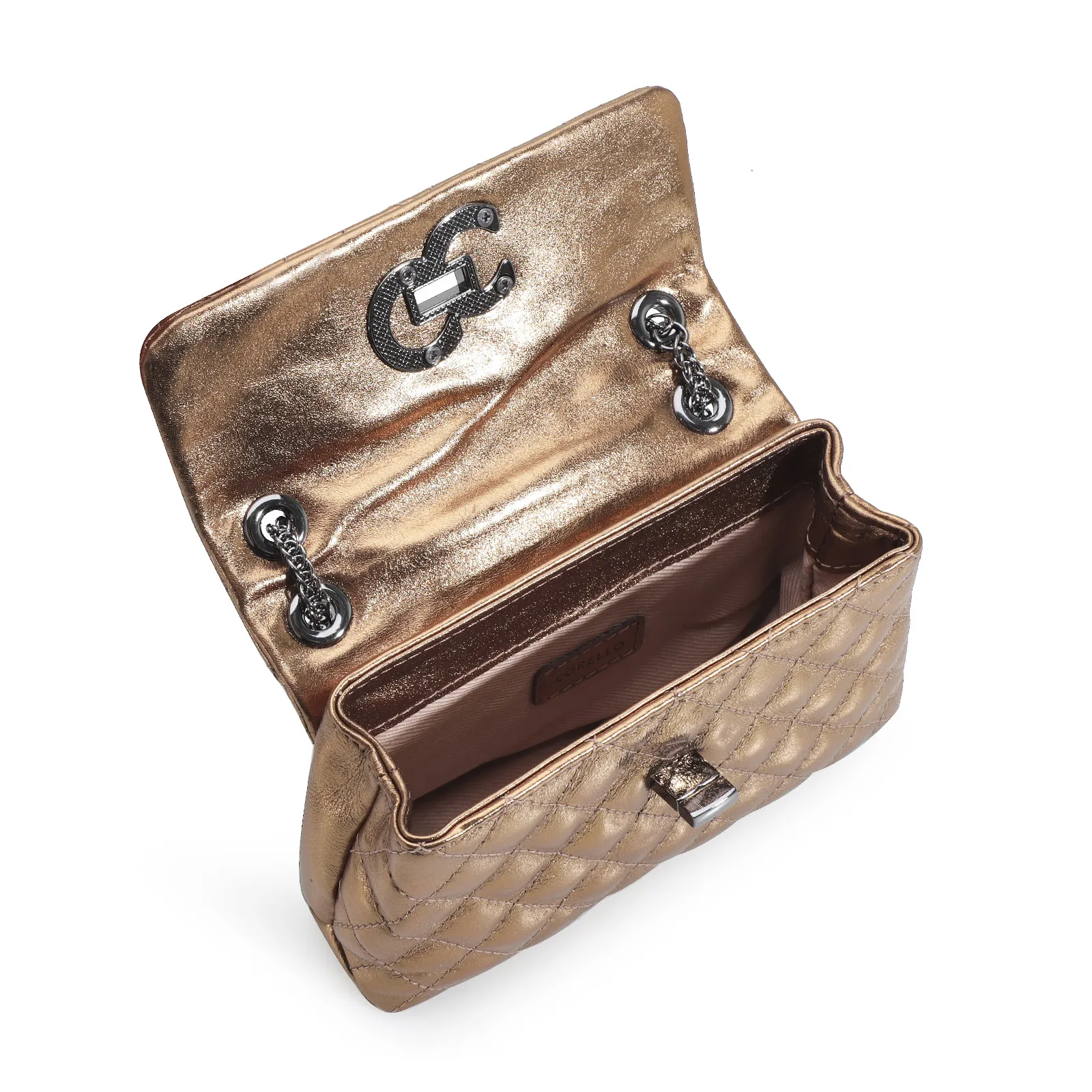 Bolsa Mini Matelassê Couro Bronze