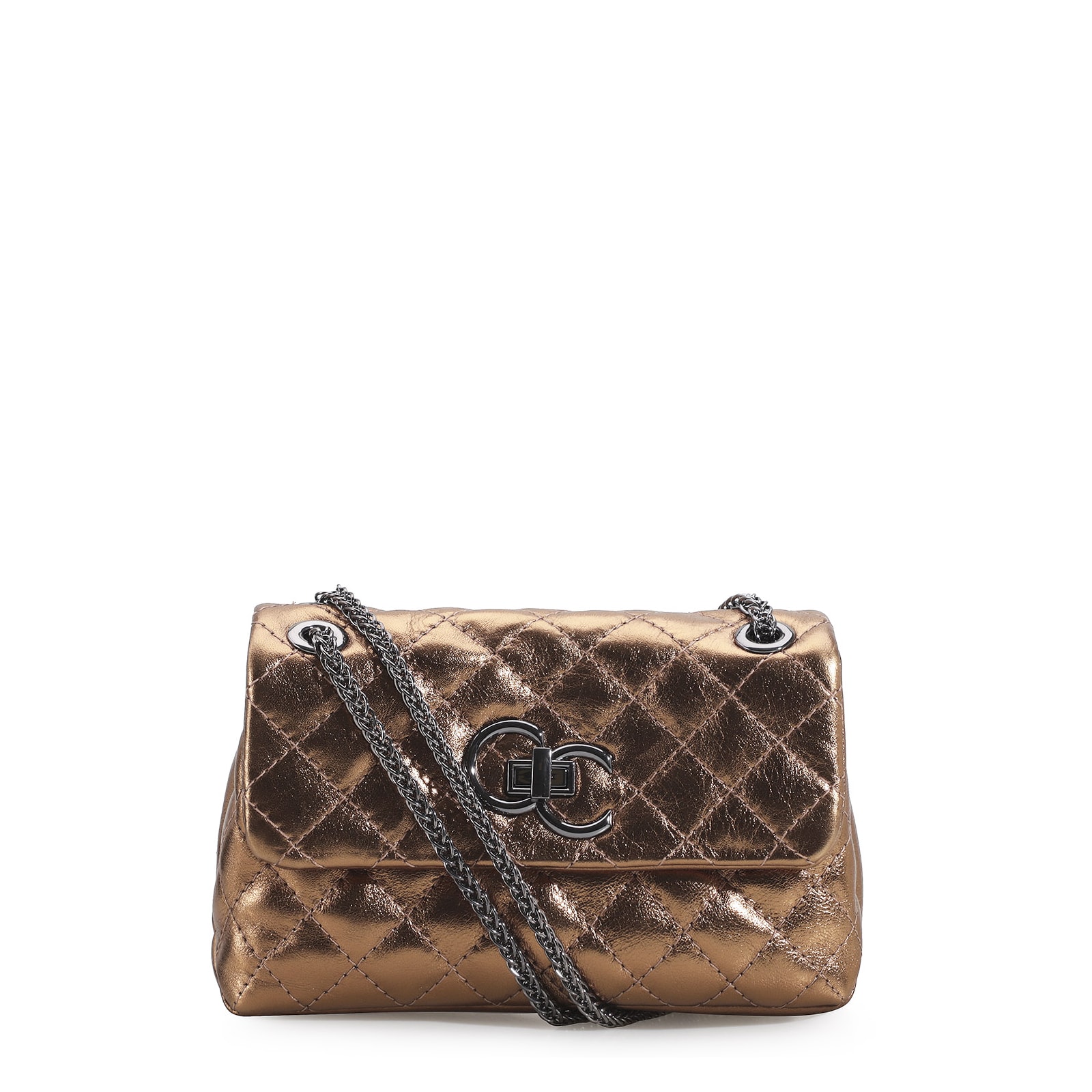 Bolsa Mini Matelassê Couro Bronze