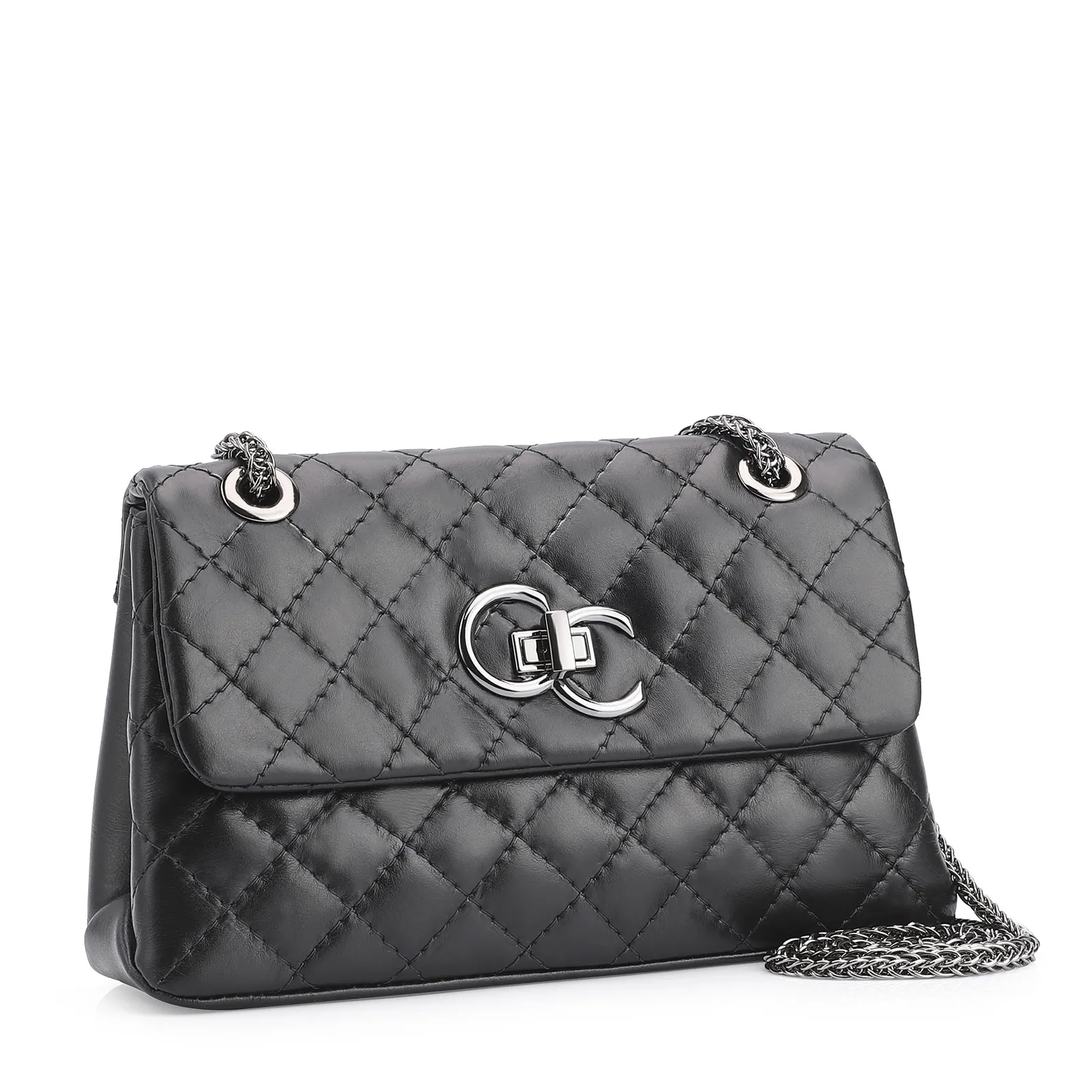 Bolsa Mini Matelassê Couro Fly Preto