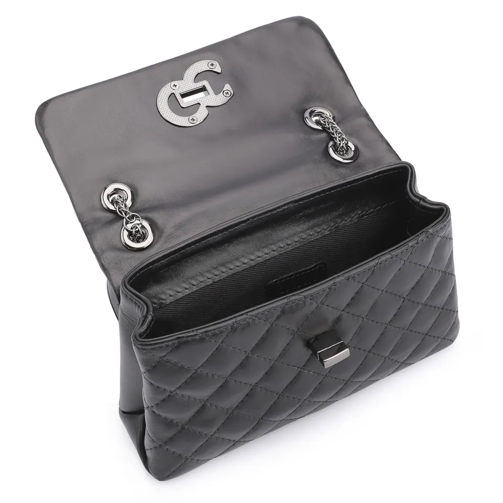 Bolsa Mini Matelassê Couro Fly Preto - imagem 5