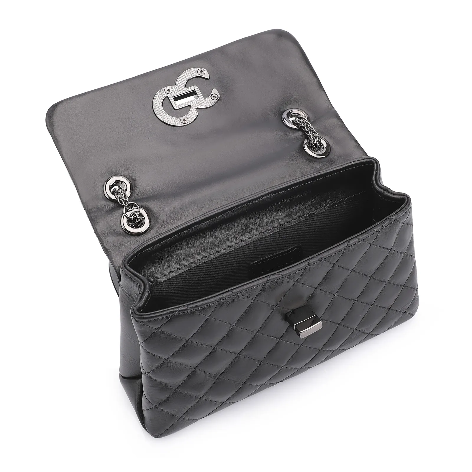 Bolsa Mini Matelassê Couro Fly Preto