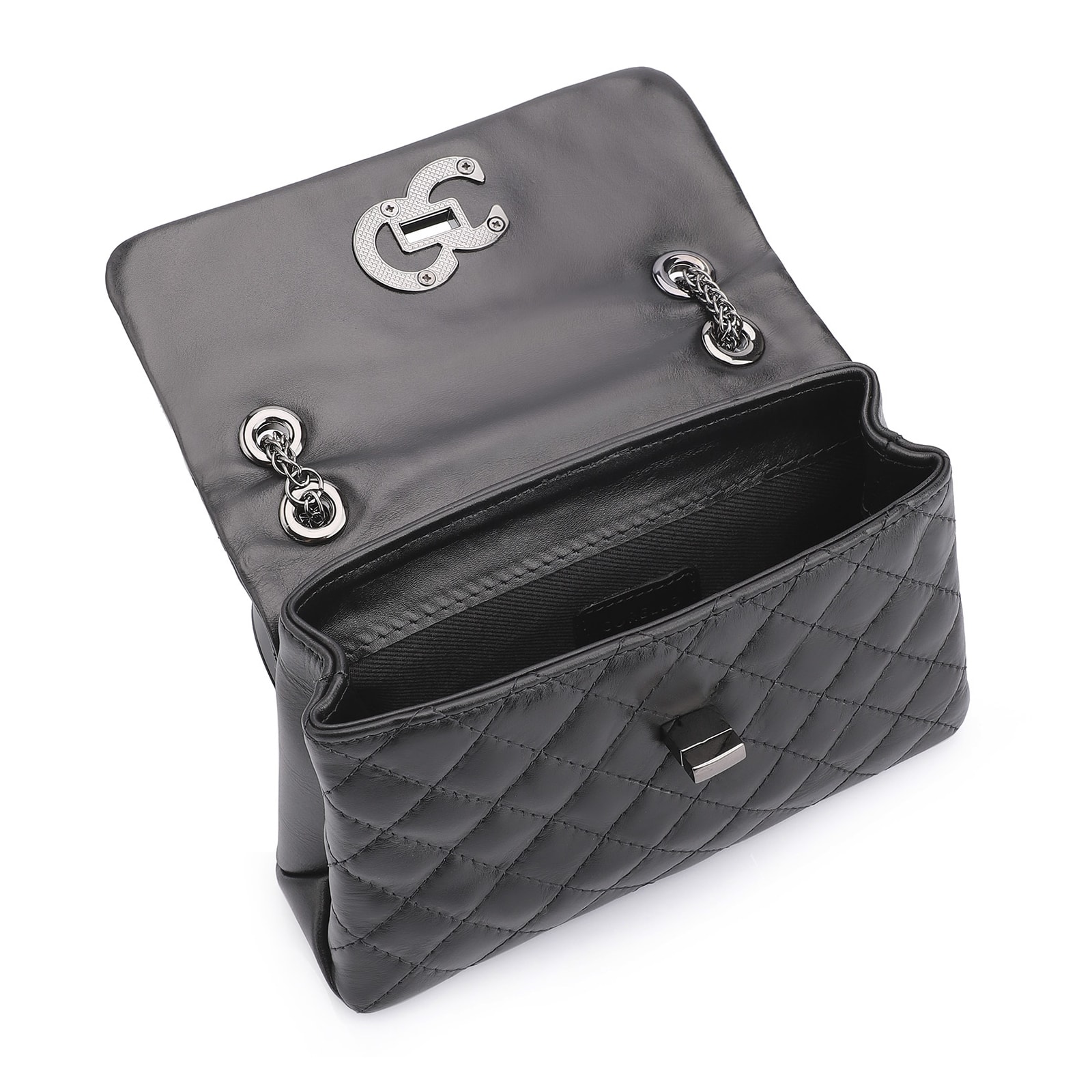 Bolsa Mini Matelassê Couro Fly Preto