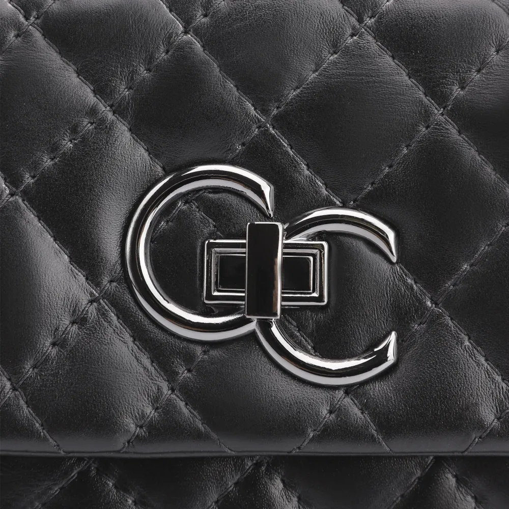Bolsa Mini Matelassê Couro Fly Preto - imagem 7