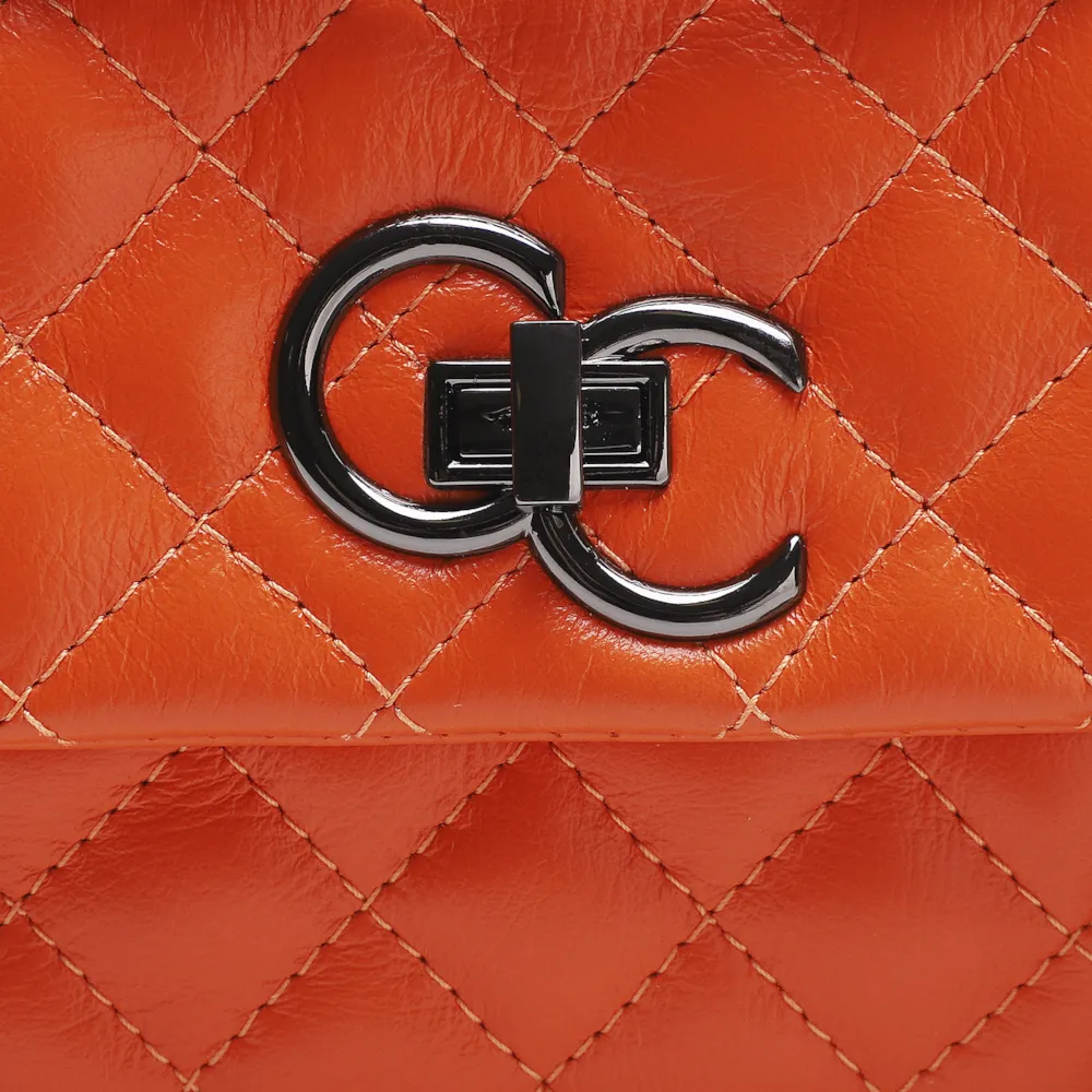 Bolsa Mini Matelassê Couro Laranja - imagem 4