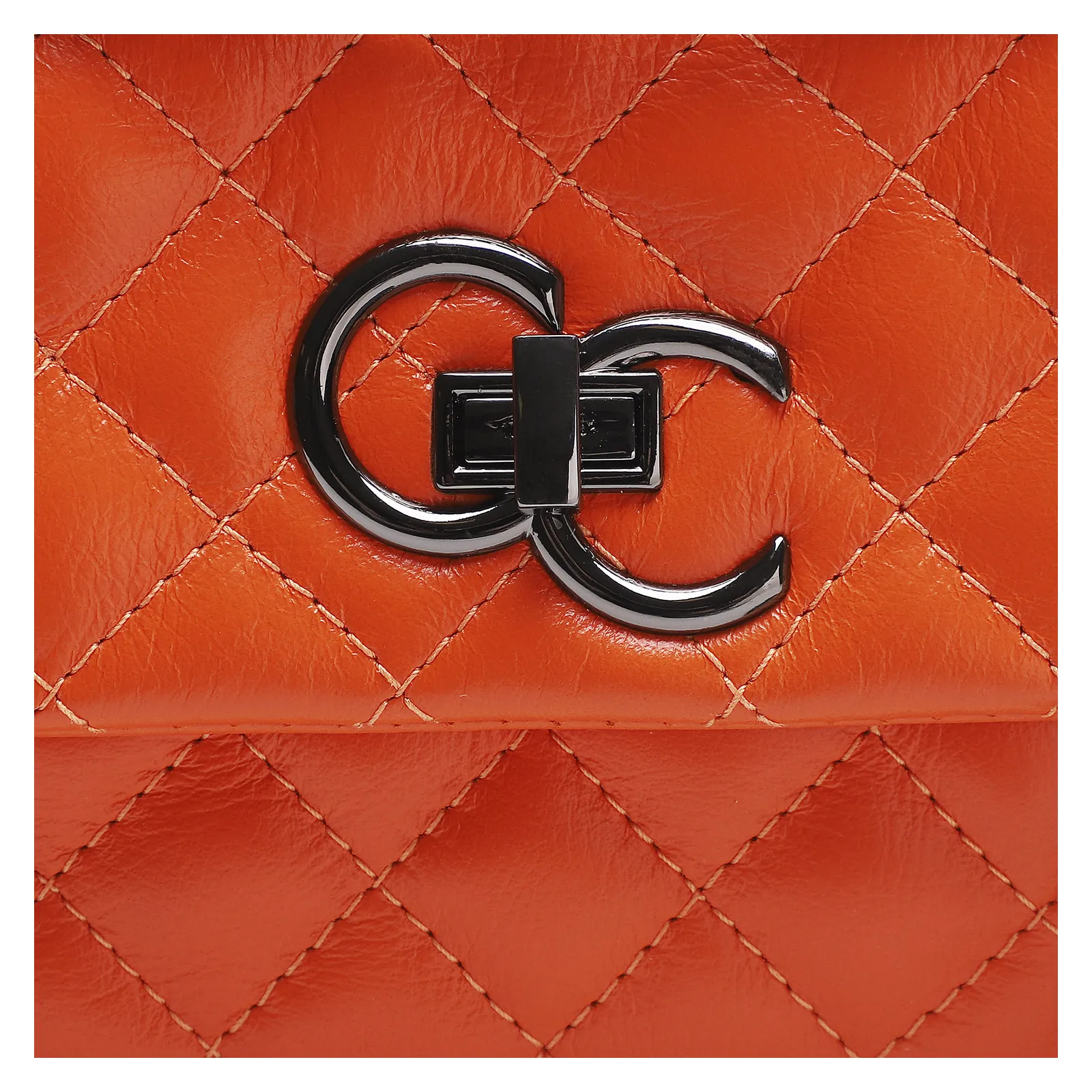 Bolsa Mini Matelassê Couro Laranja