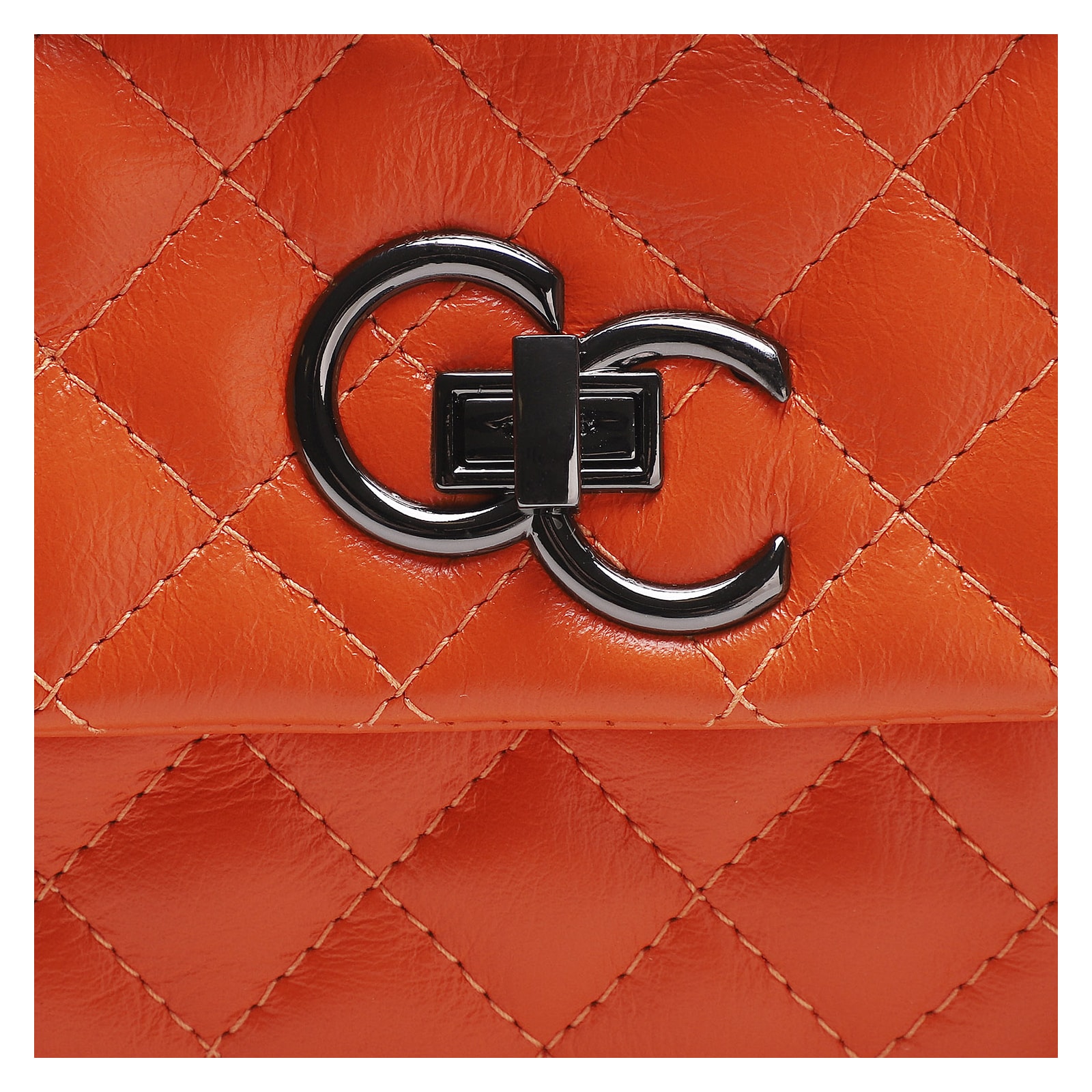 Bolsa Mini Matelassê Couro Laranja