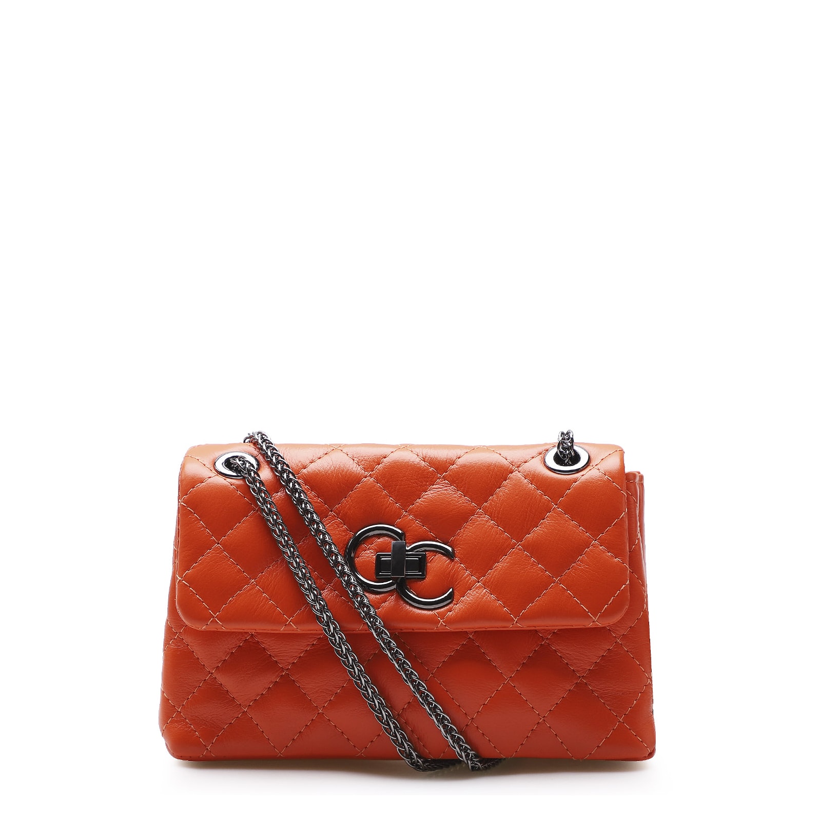 Bolsa Mini Matelassê Couro Laranja