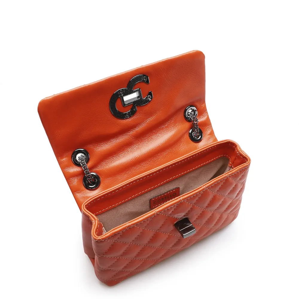 Bolsa Mini Matelassê Couro Laranja - imagem 5