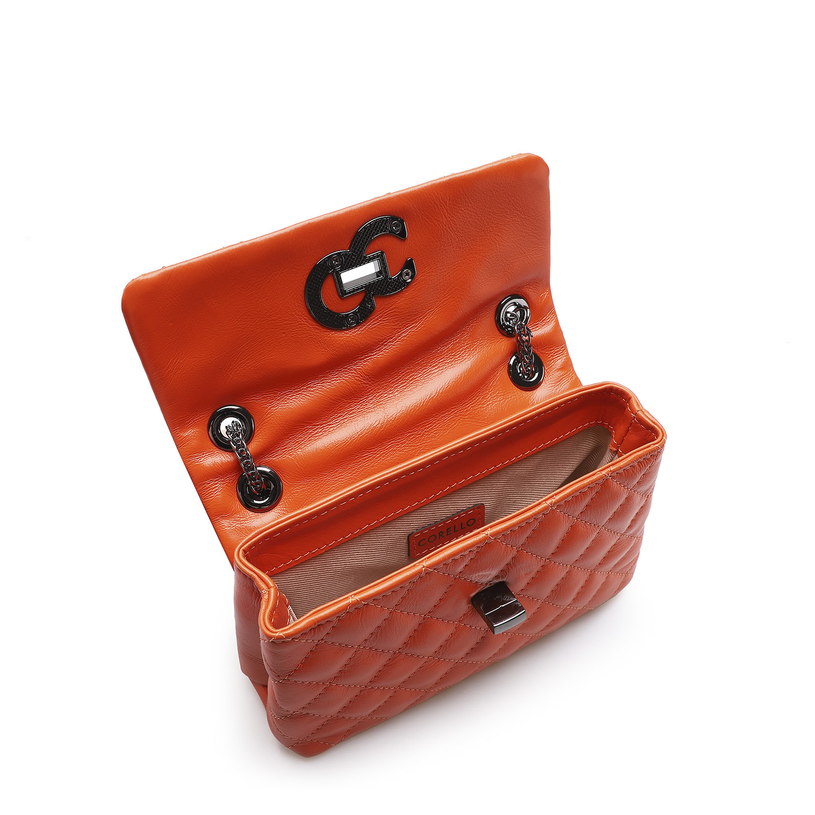 Bolsa Mini Matelassê Couro Laranja