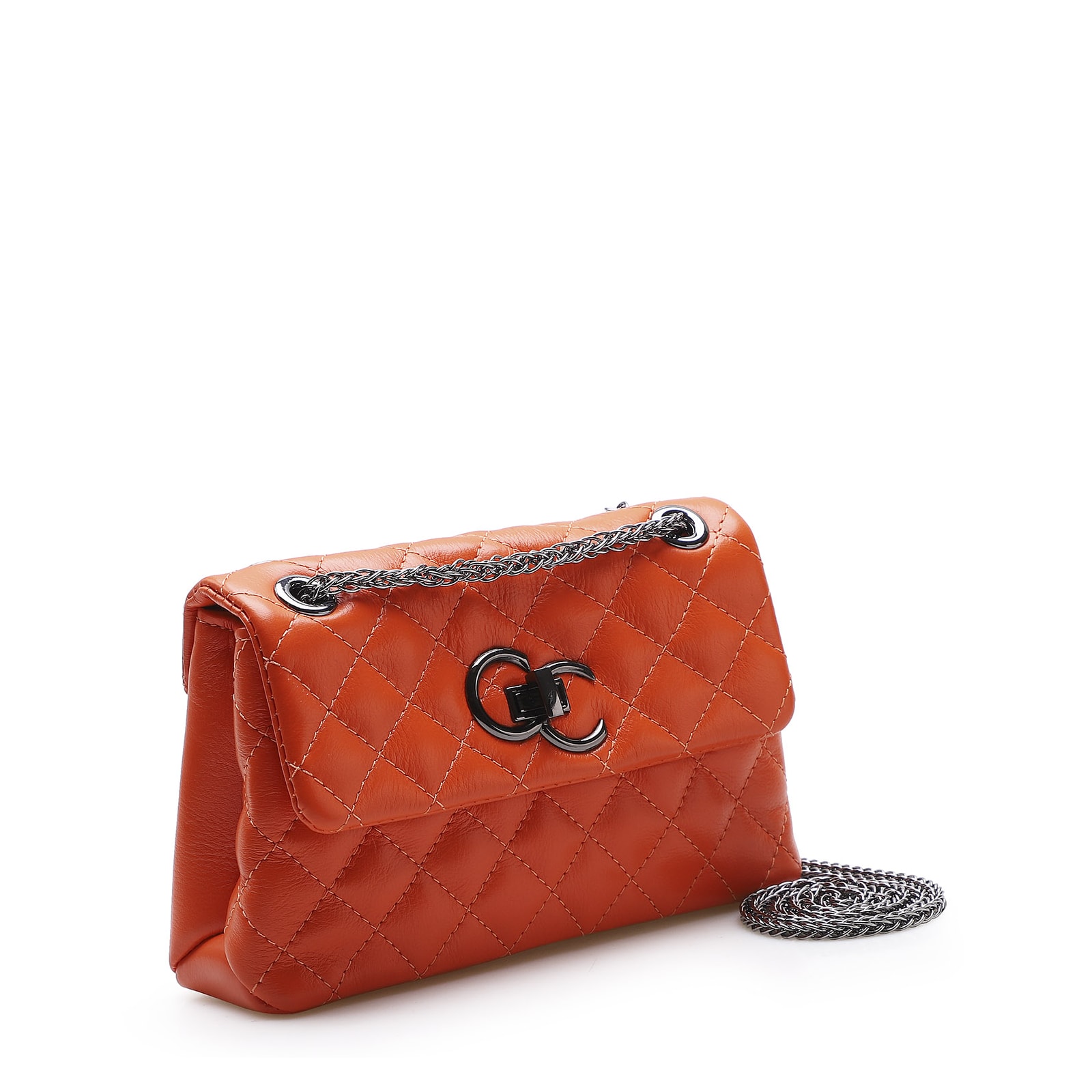 Bolsa Mini Matelassê Couro Laranja
