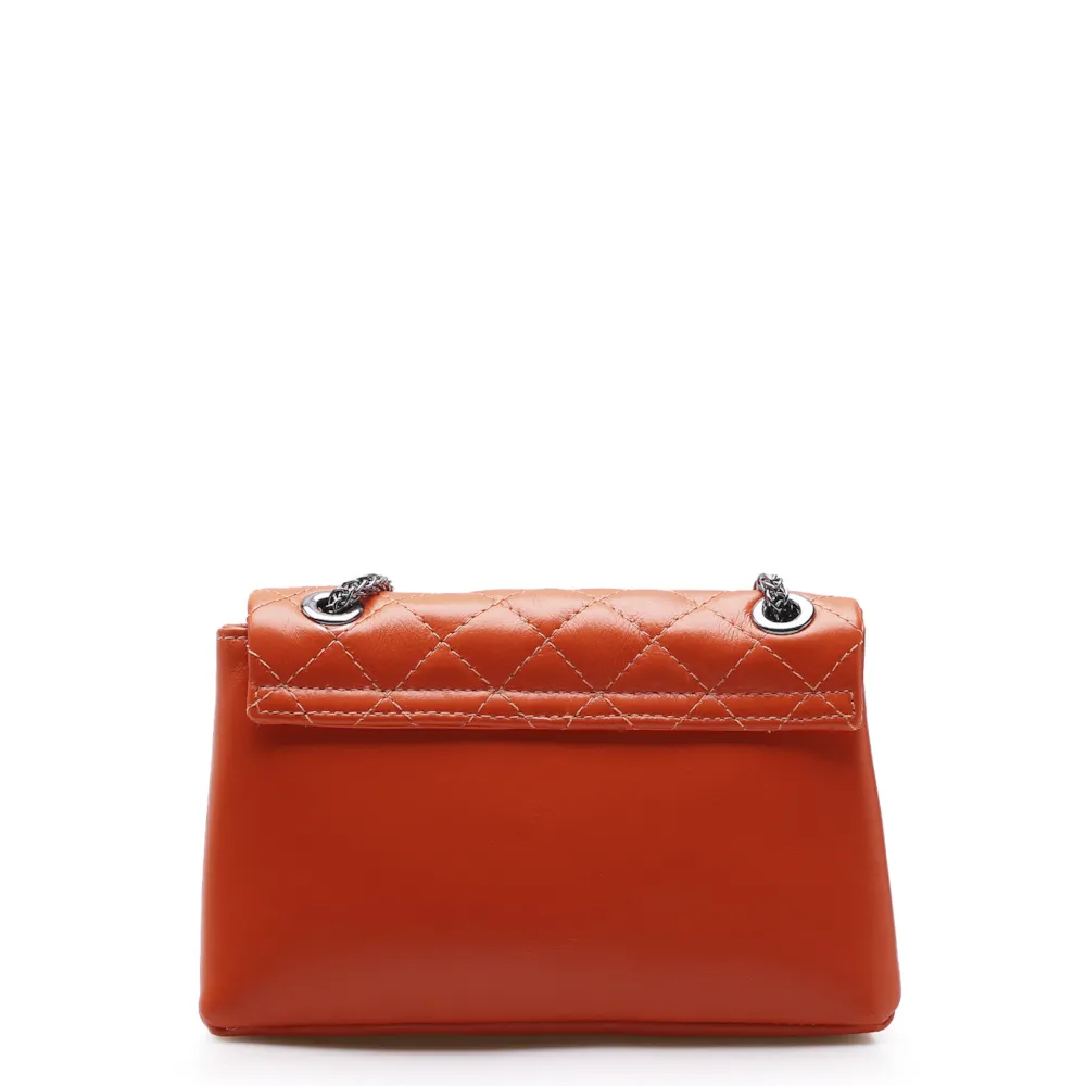 Bolsa Mini Matelassê Couro Laranja - imagem 3