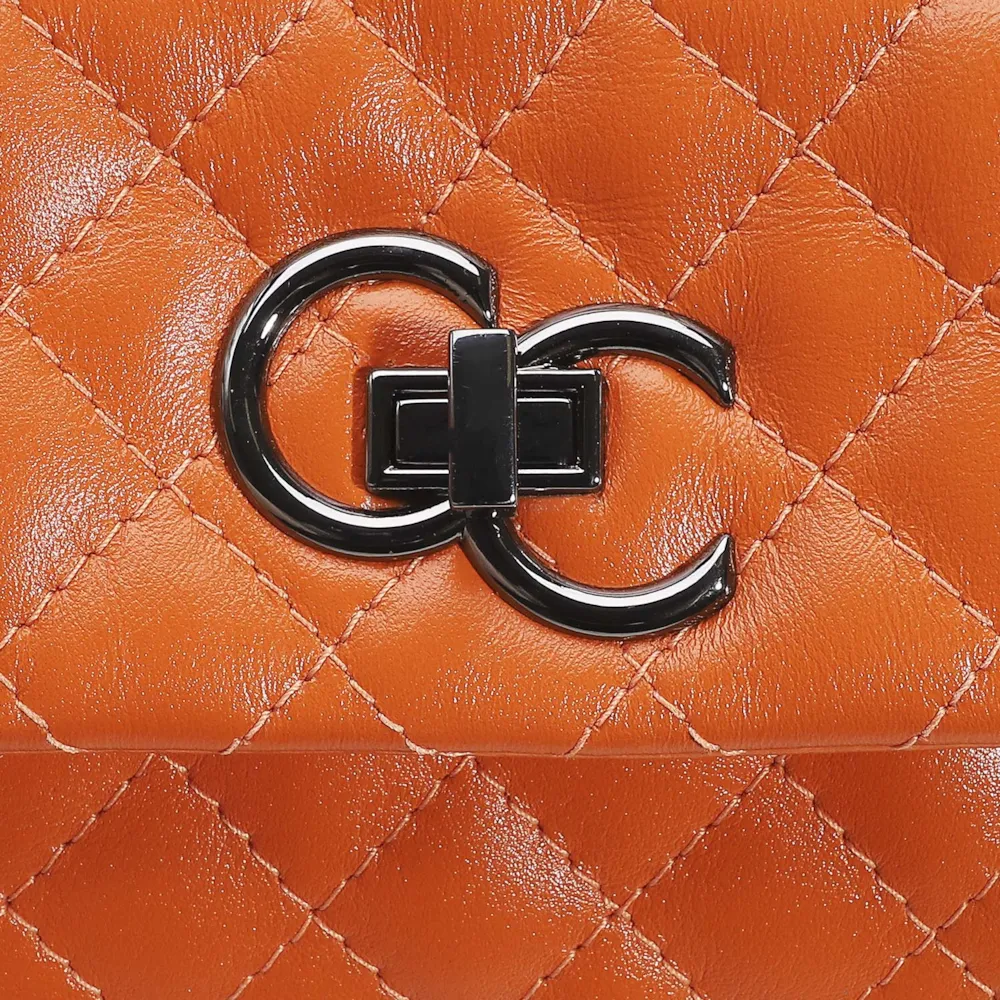 Bolsa Mini Matelassê Couro Laranja - imagem 5