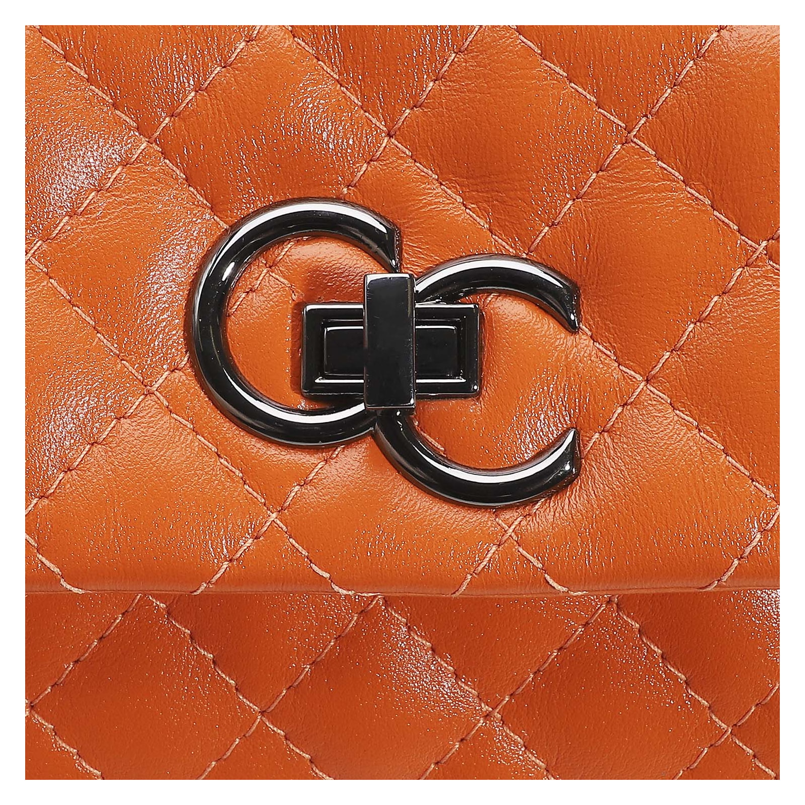 Bolsa Mini Matelassê Couro Laranja