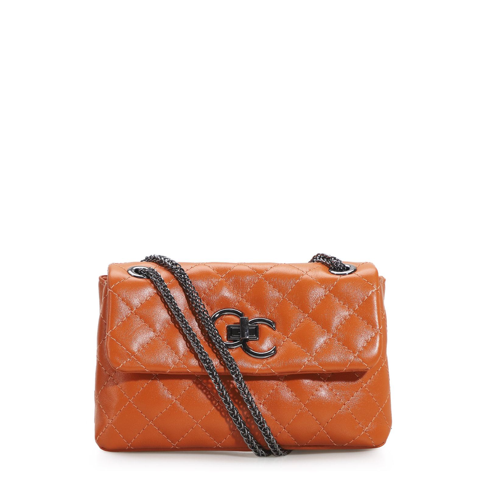 Bolsa Mini Matelassê Couro Laranja