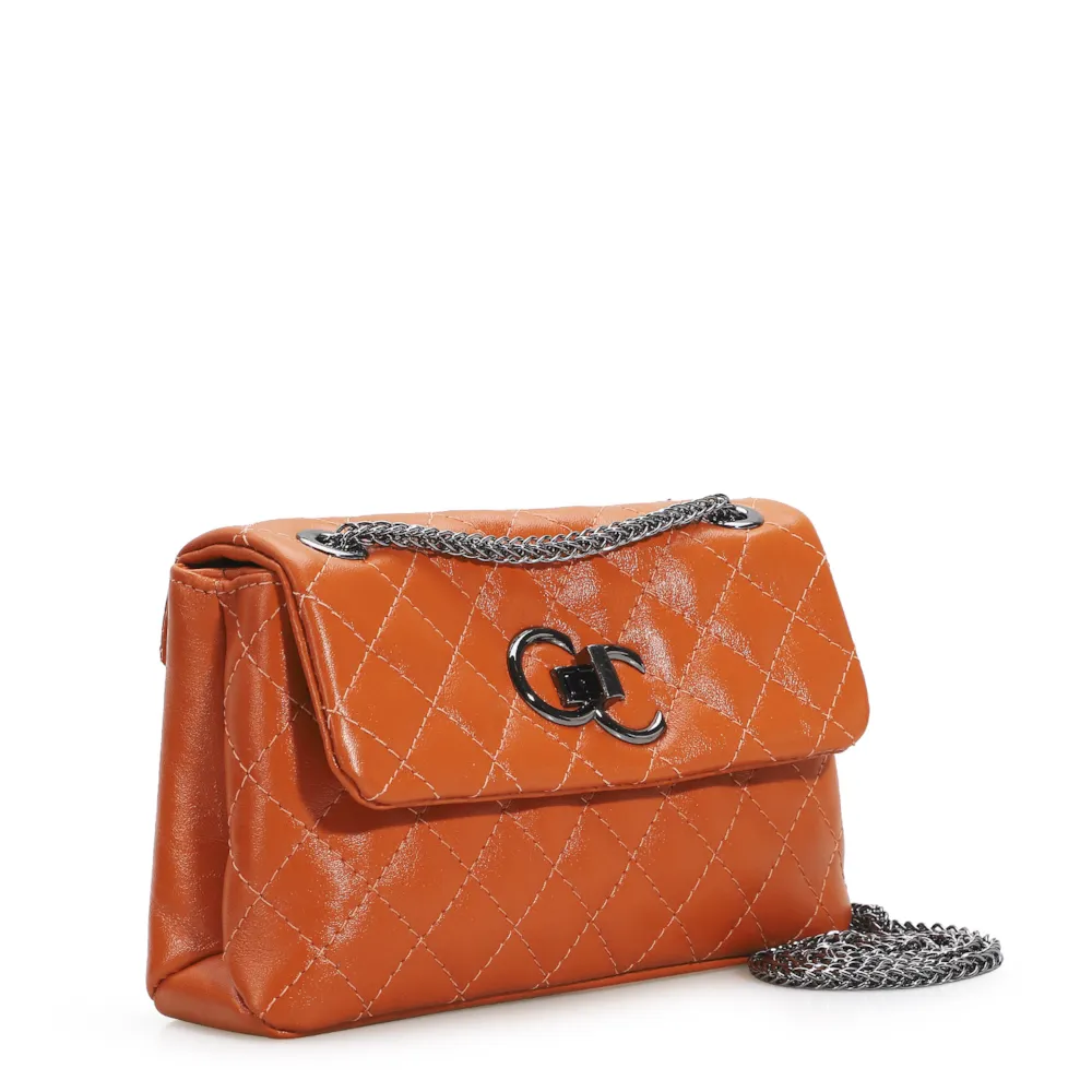 Bolsa Mini Matelassê Couro Laranja - imagem 2