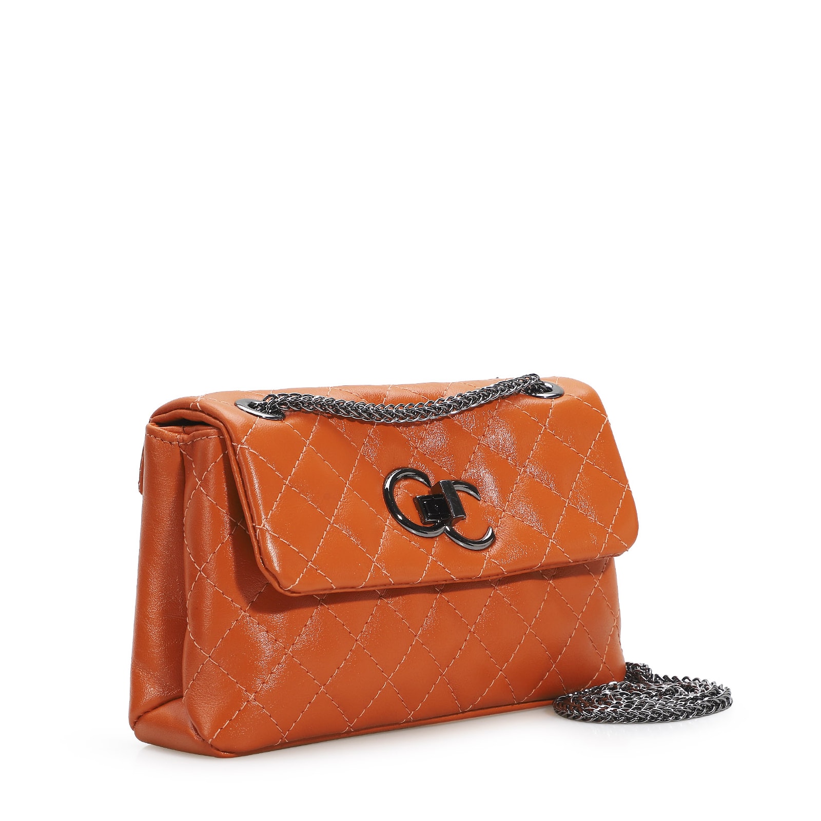 Bolsa Mini Matelassê Couro Laranja