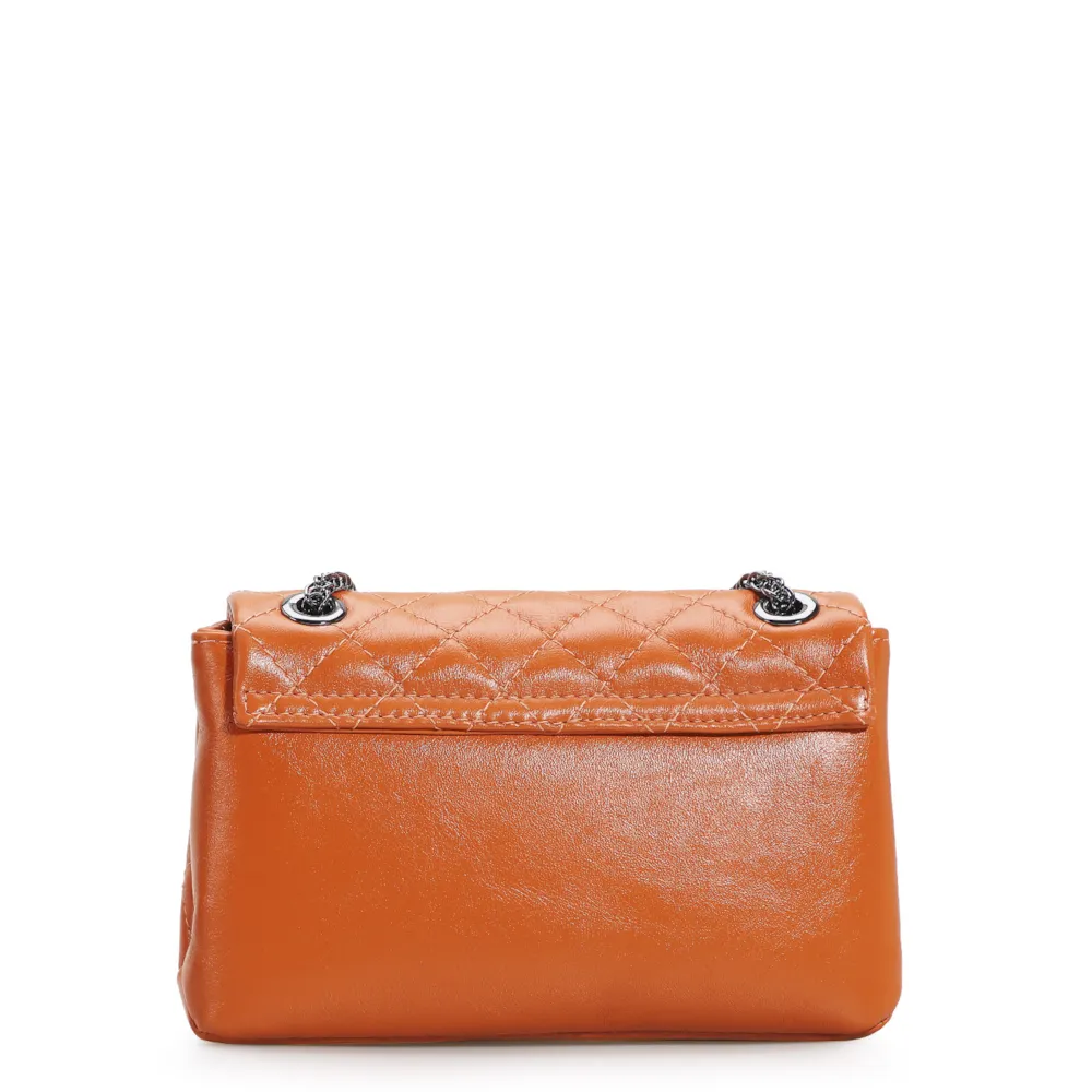 Bolsa Mini Matelassê Couro Laranja - imagem 3