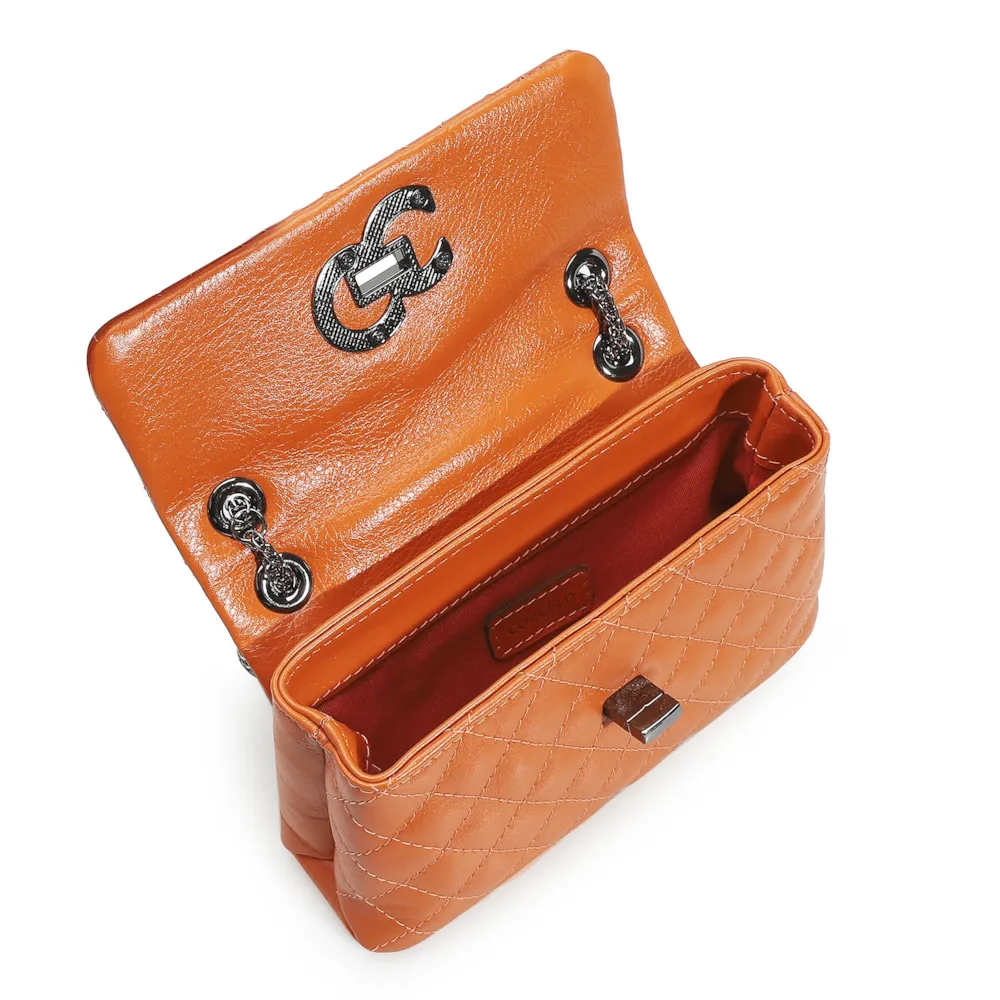 Bolsa Mini Matelassê Couro Laranja - imagem 4