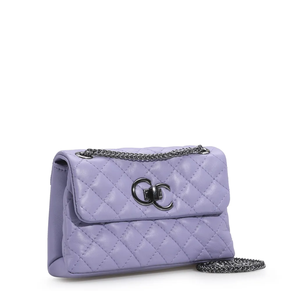 Bolsa Mini Matelassê Couro Lilás - imagem 2