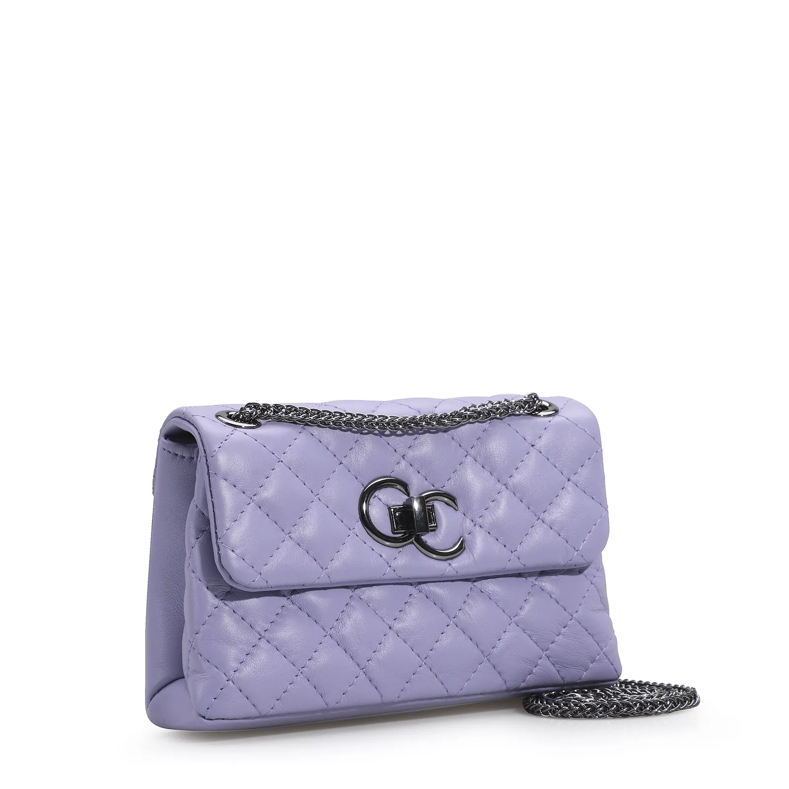Bolsa Mini Matelassê Couro Lilás