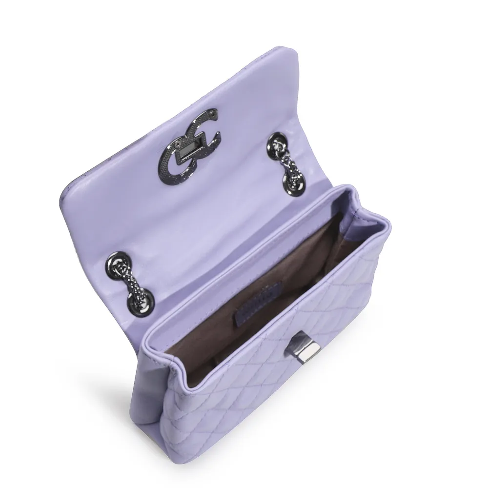Bolsa Mini Matelassê Couro Lilás - imagem 4