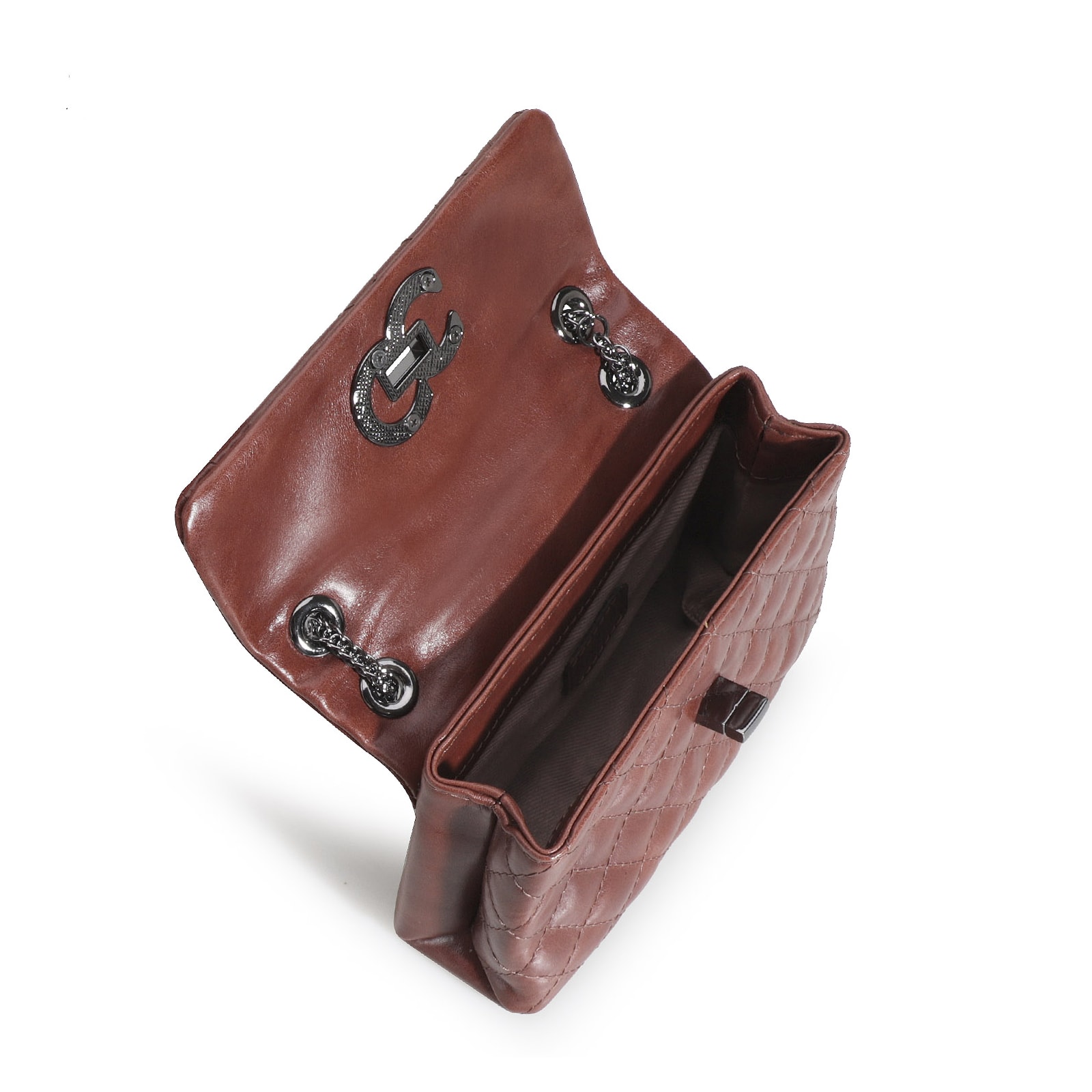 Bolsa Mini Matelassê Couro Marrom Escuro