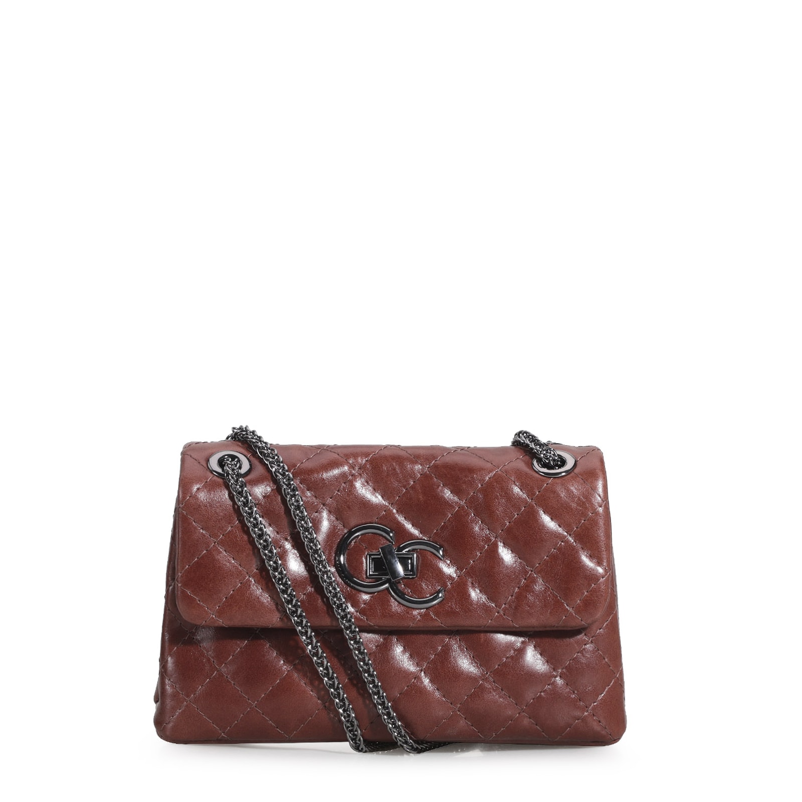 Bolsa Mini Matelassê Couro Marrom Escuro