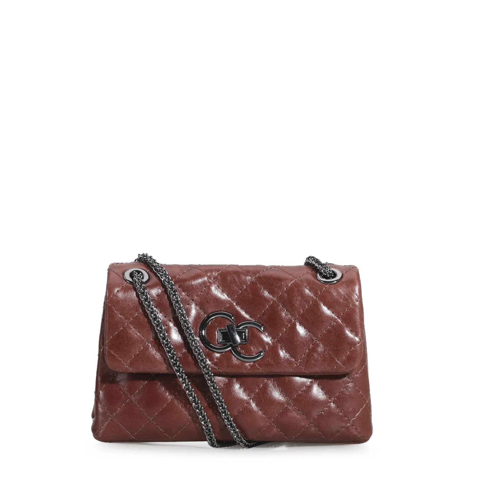 Bolsa Mini Matelassê Couro Marrom Escuro