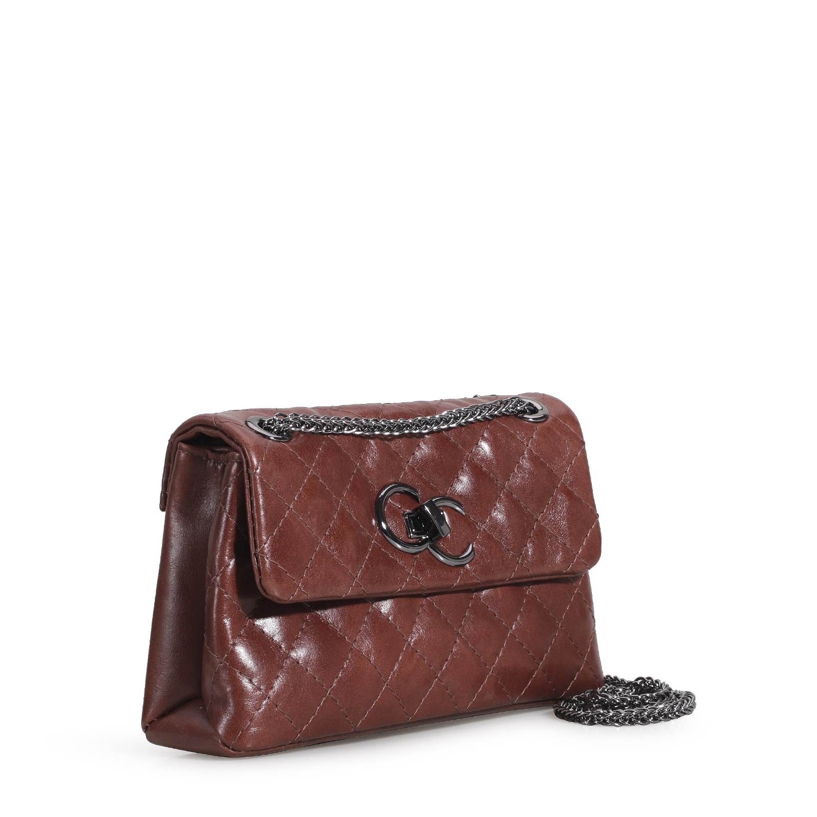 Bolsa Mini Matelassê Couro Marrom Escuro