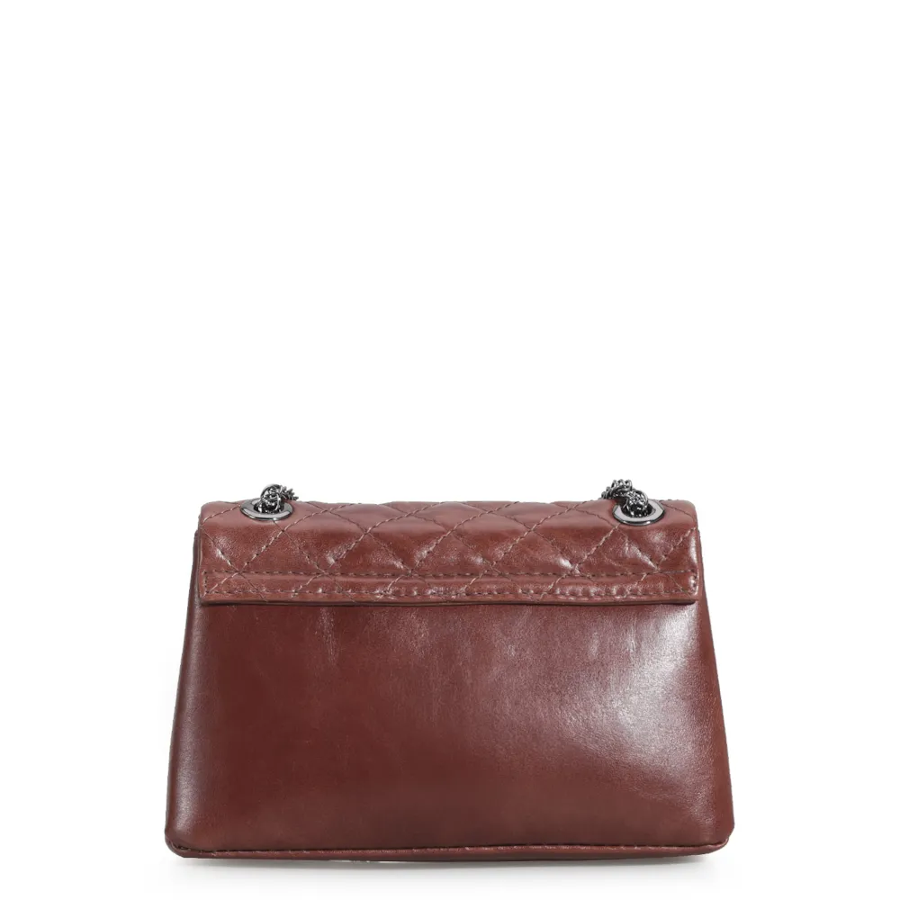 Bolsa Mini Matelassê Couro Marrom Escuro - imagem 3