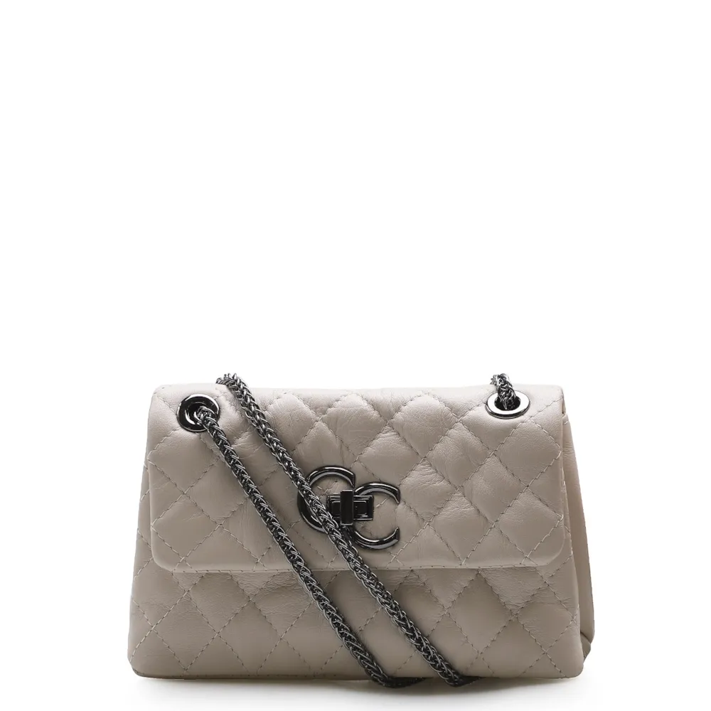 Bolsa Mini Matelassê Couro Off White