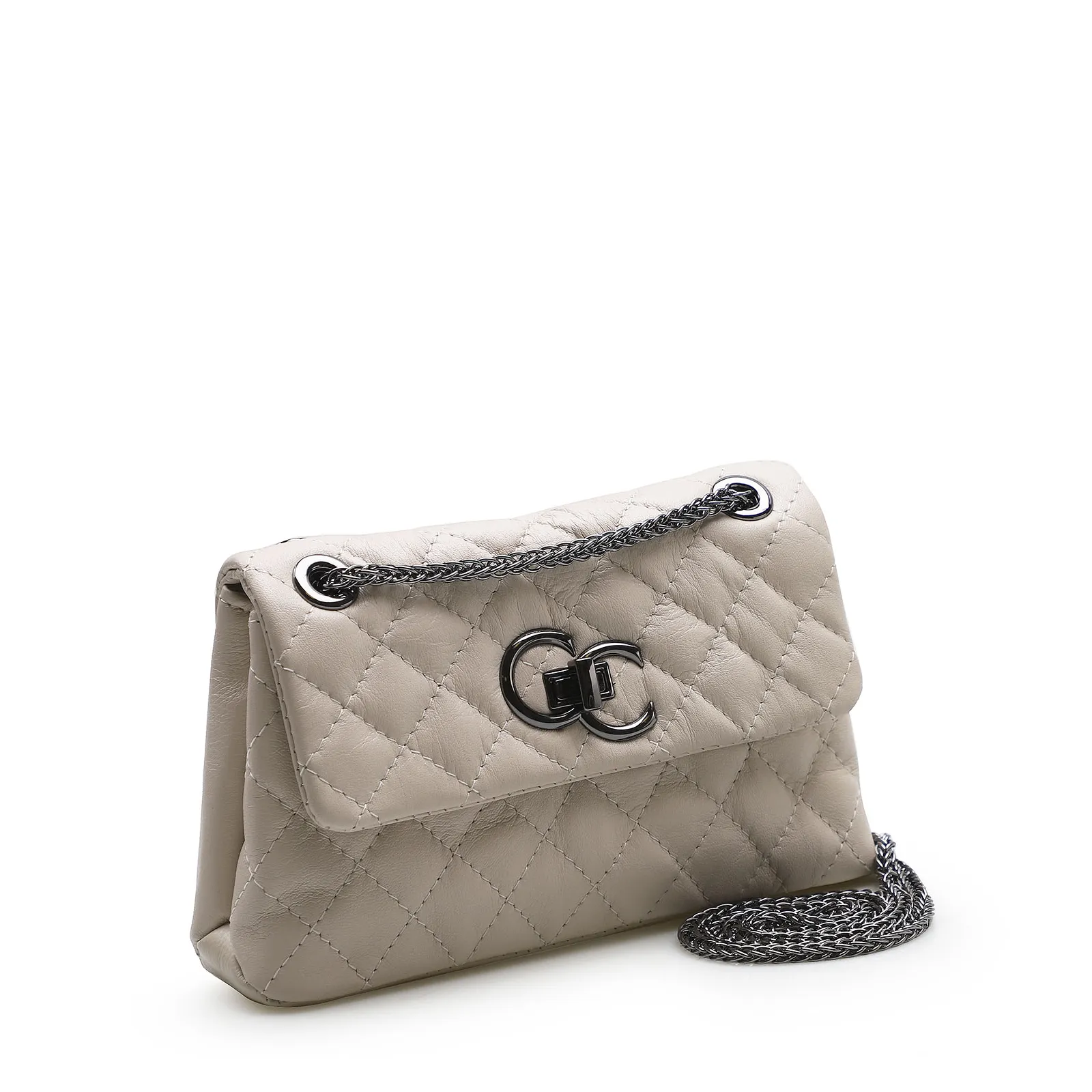 Bolsa Mini Matelassê Couro Off White