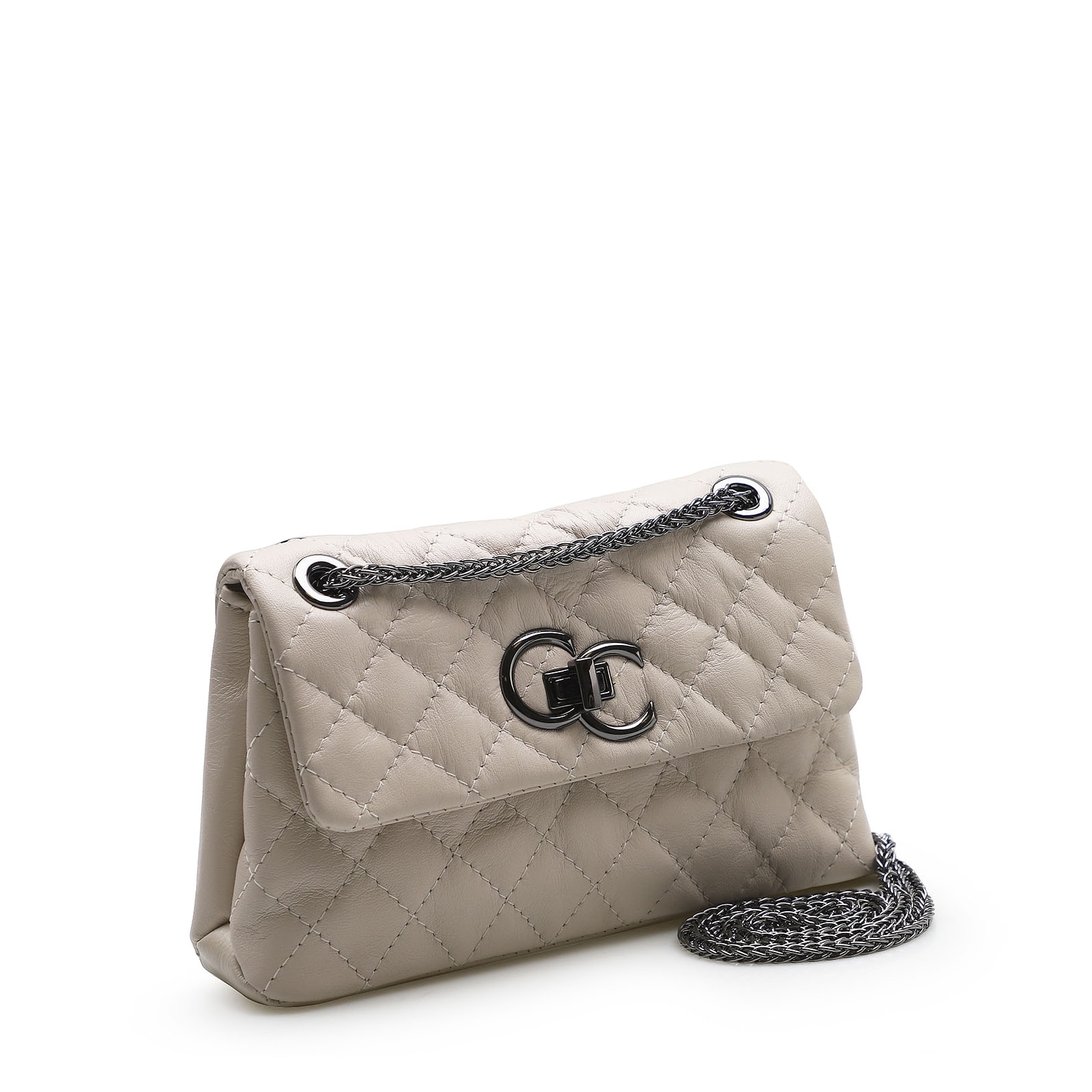 Bolsa Mini Matelassê Couro Off White